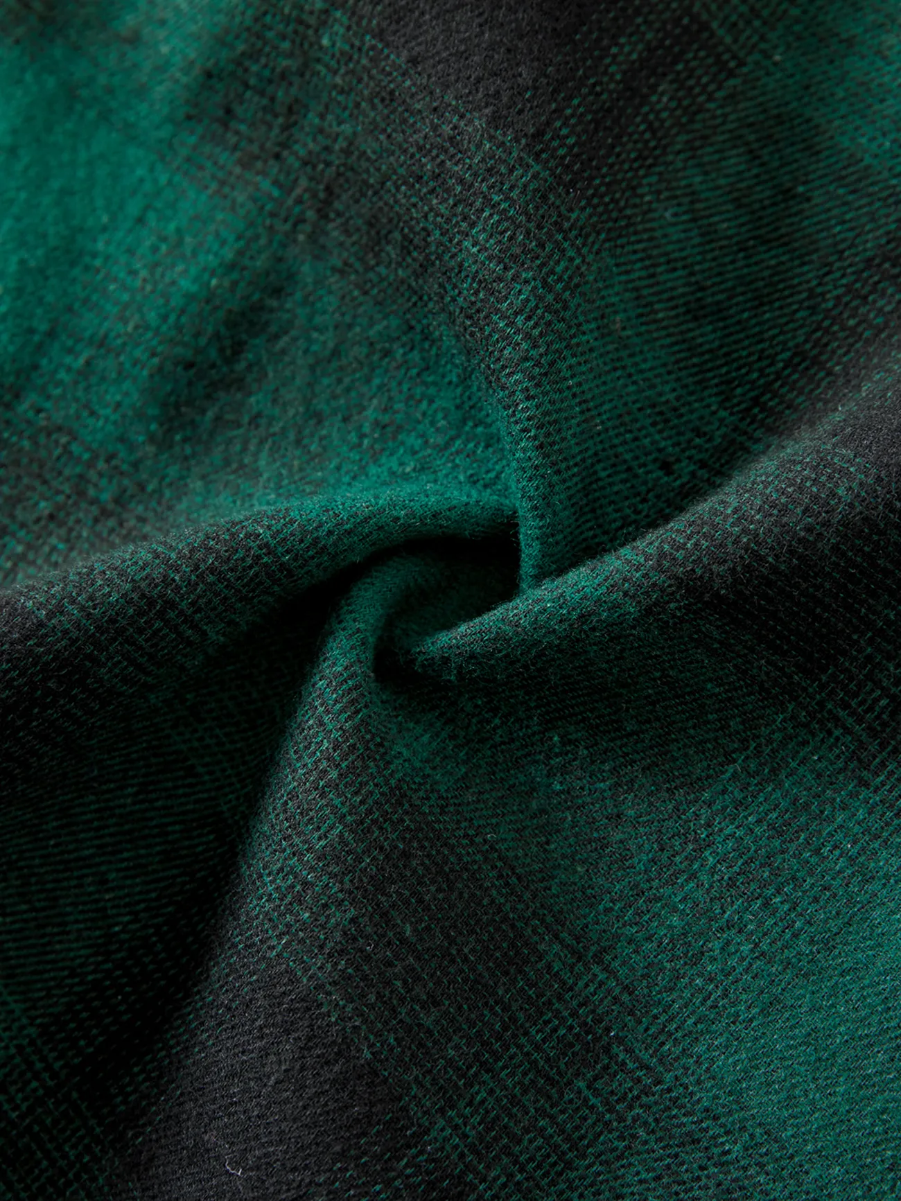 Boy - Family Matching Casual Grid/Houndstooth Long-sleeve Dresses & Tops Sets - Dark Green - image 17