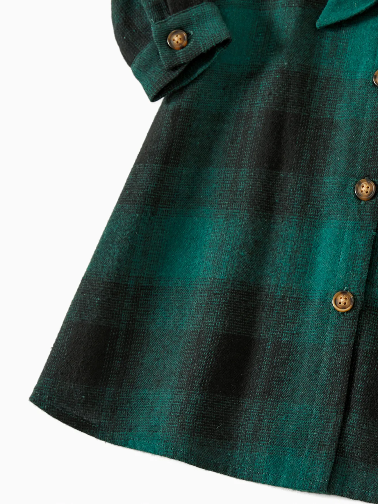 Girl - Family Matching Casual Grid/Houndstooth Long-sleeve Dresses & Tops Sets - Dark Green - image 8