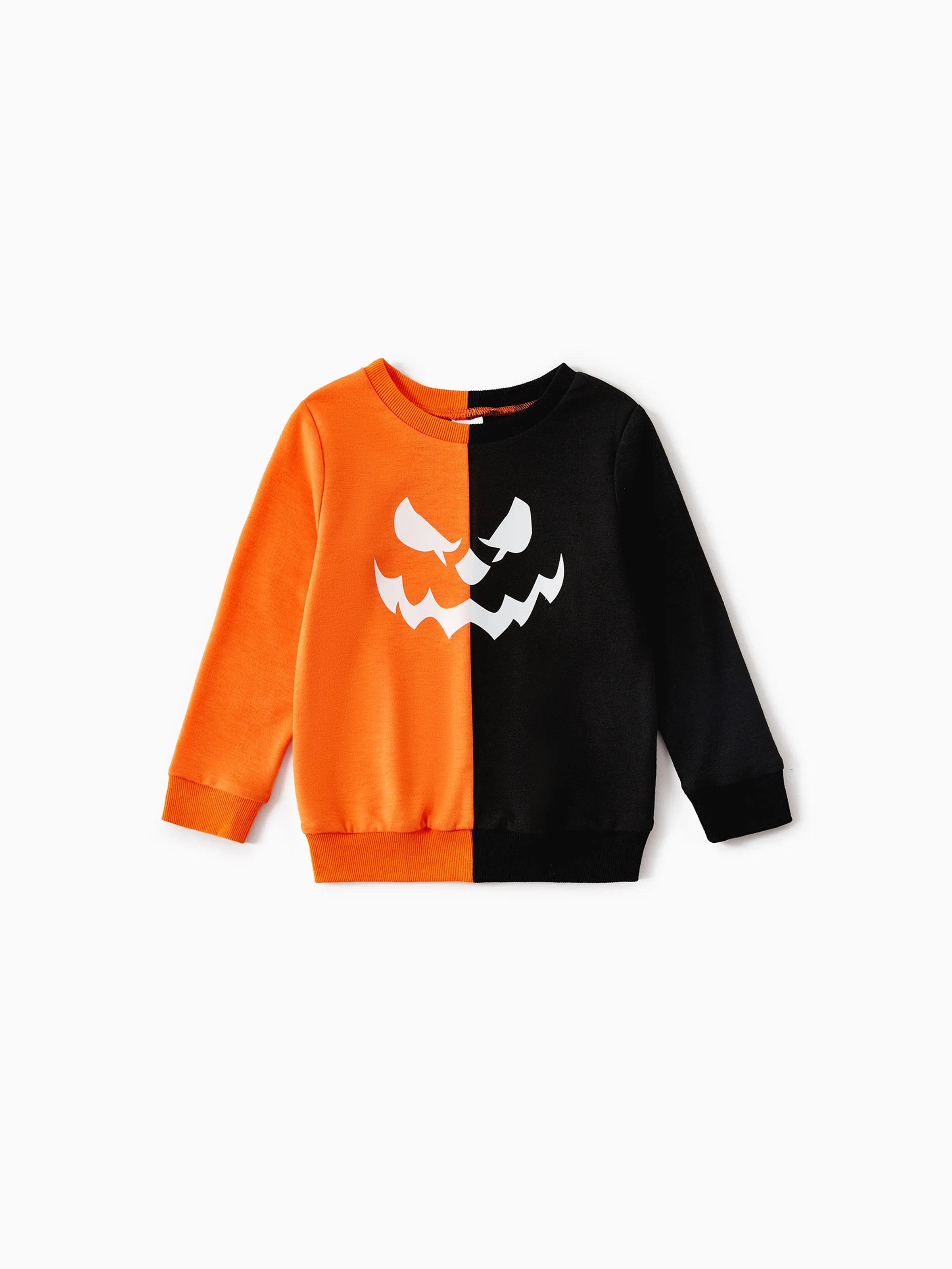 

Halloween Family Matching Glow In The Dark Pumpkin Print Long-sleeve Colorblock Sweatshirts