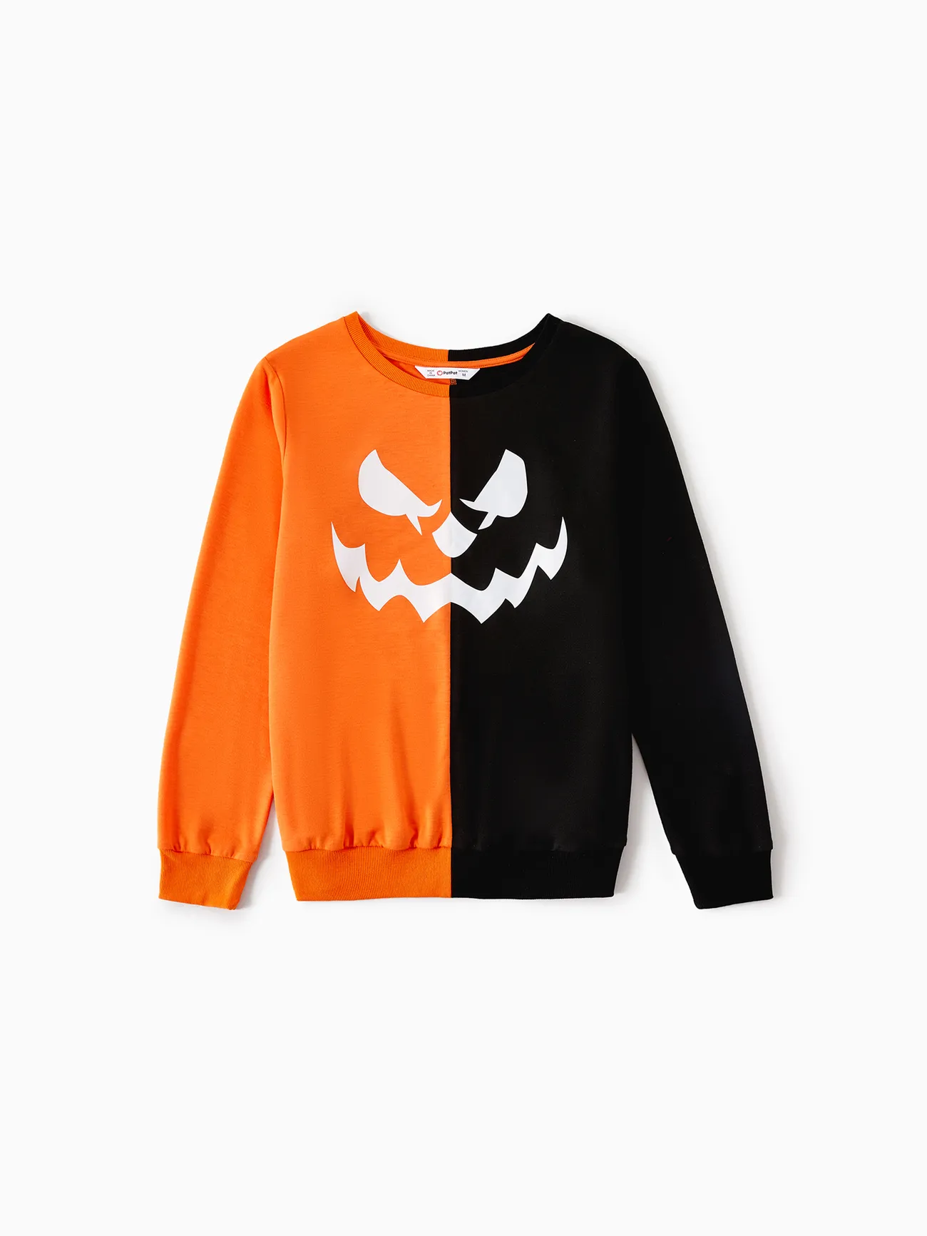 

Halloween Family Matching Glow In The Dark Pumpkin Print Long-sleeve Colorblock Sweatshirts