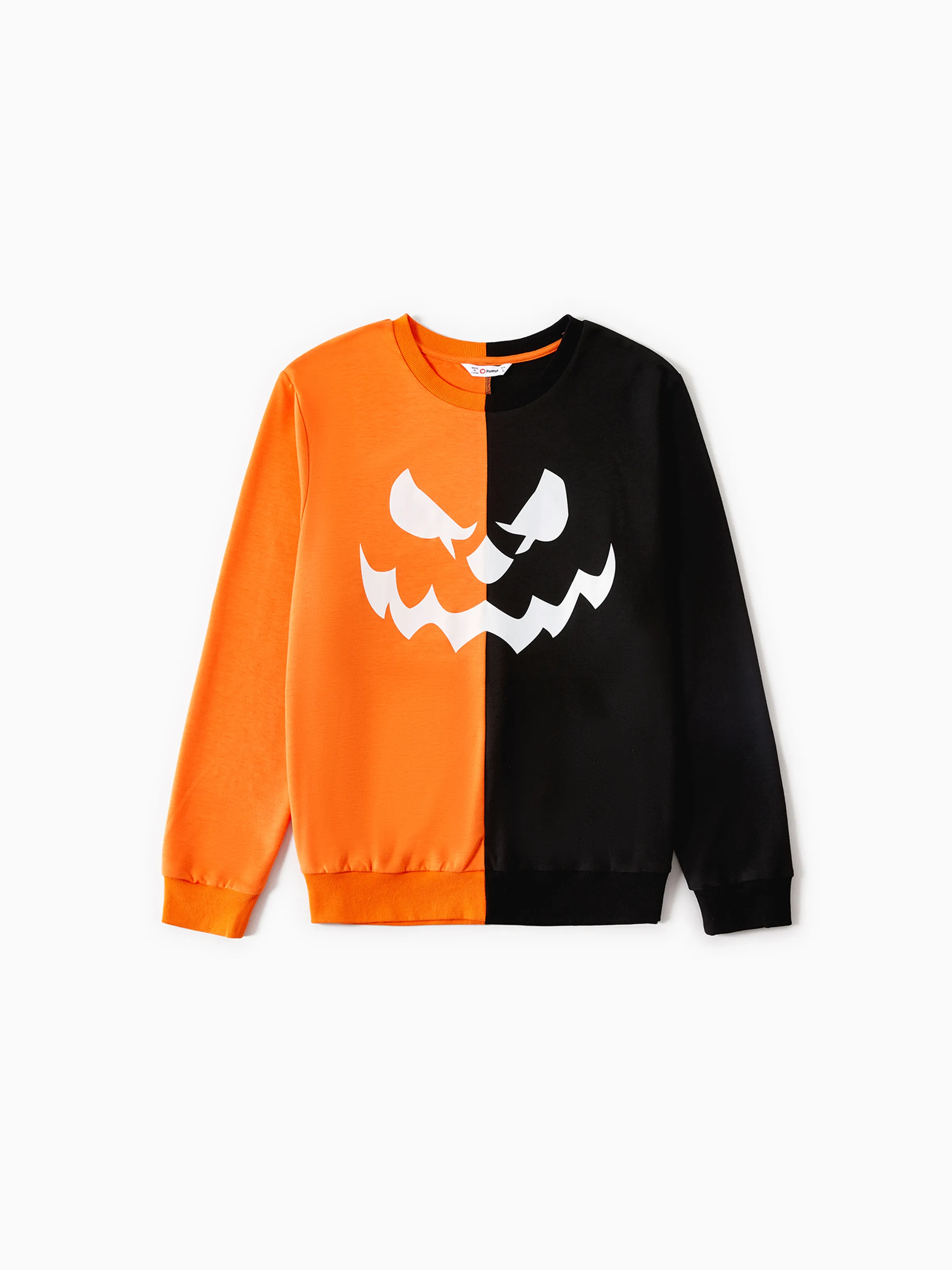 Passende Halloween-Familien-Glow In The Dark Langarm-Colorblock-Sweatshirts Mit Kürbisdruck