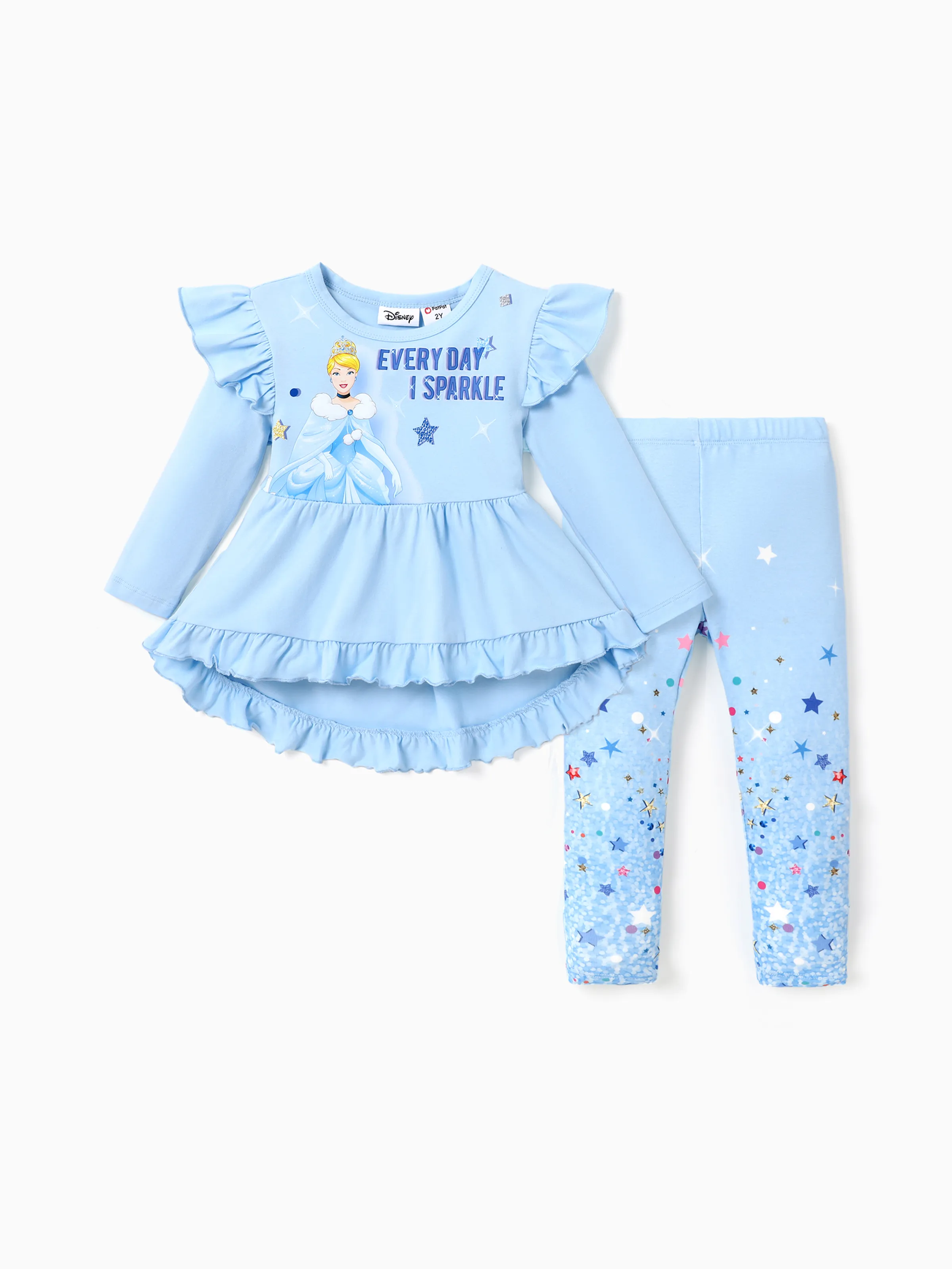 

Disney Princess Toddler Girl 2pcs Ruffled Long-sleeve Top and Sequins Pants Set