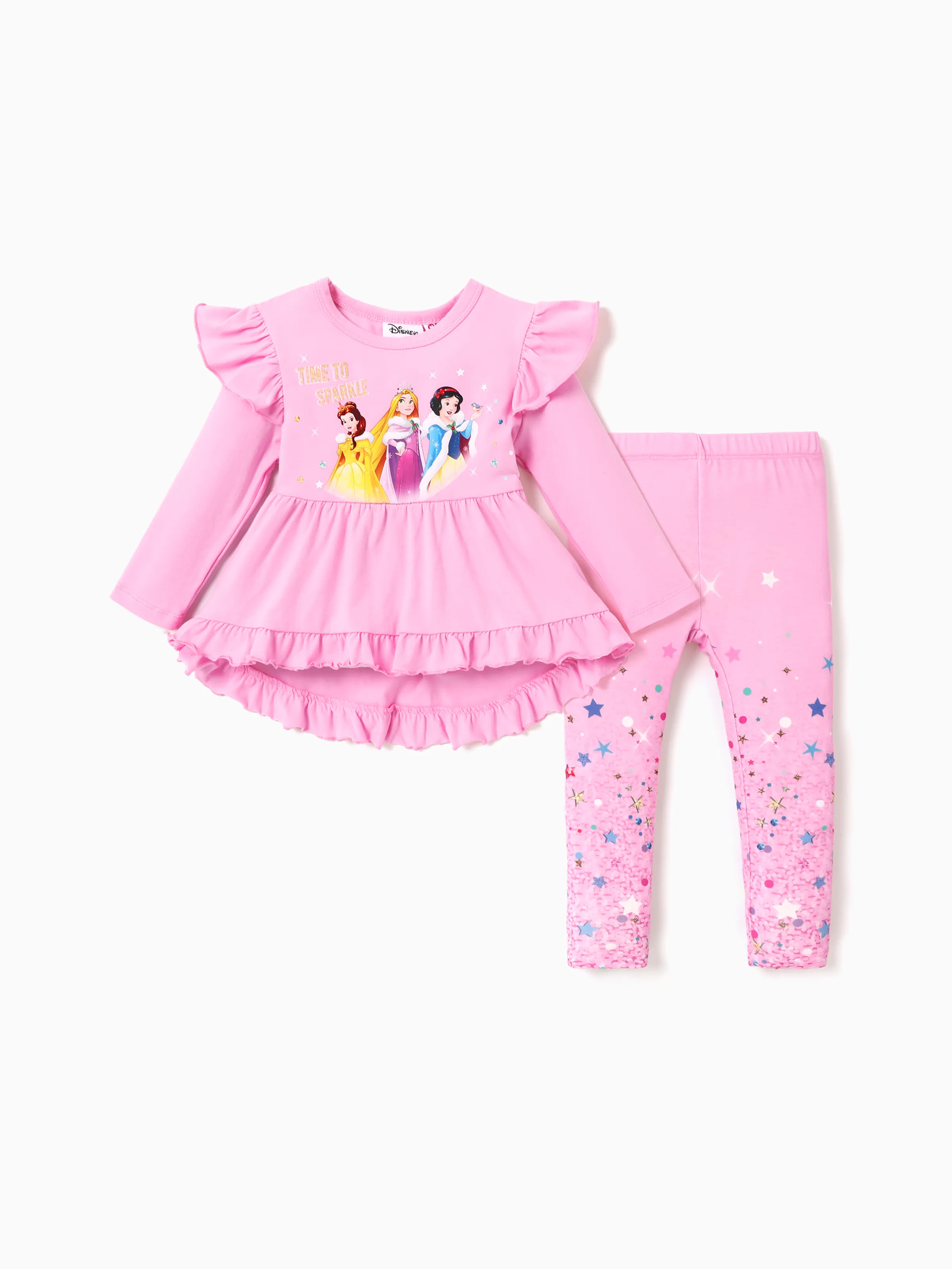 

Disney Princess Toddler Girl 2pcs Ruffled Long-sleeve Top and Sequins Pants Set