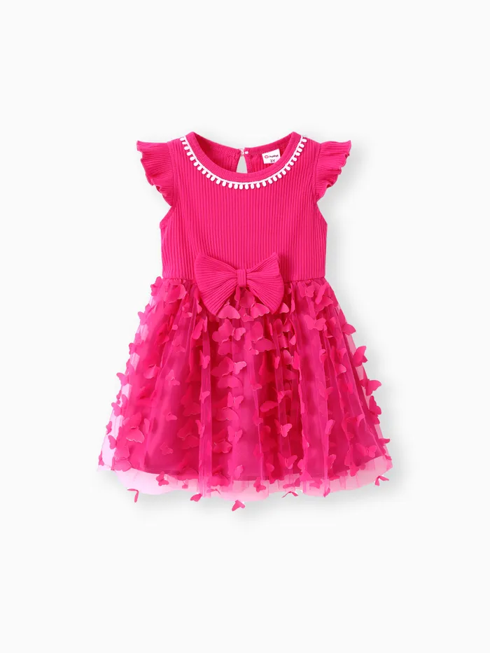 Kleinkind/Kind Mädchen Süßes Schmetterling Mesh Kleid