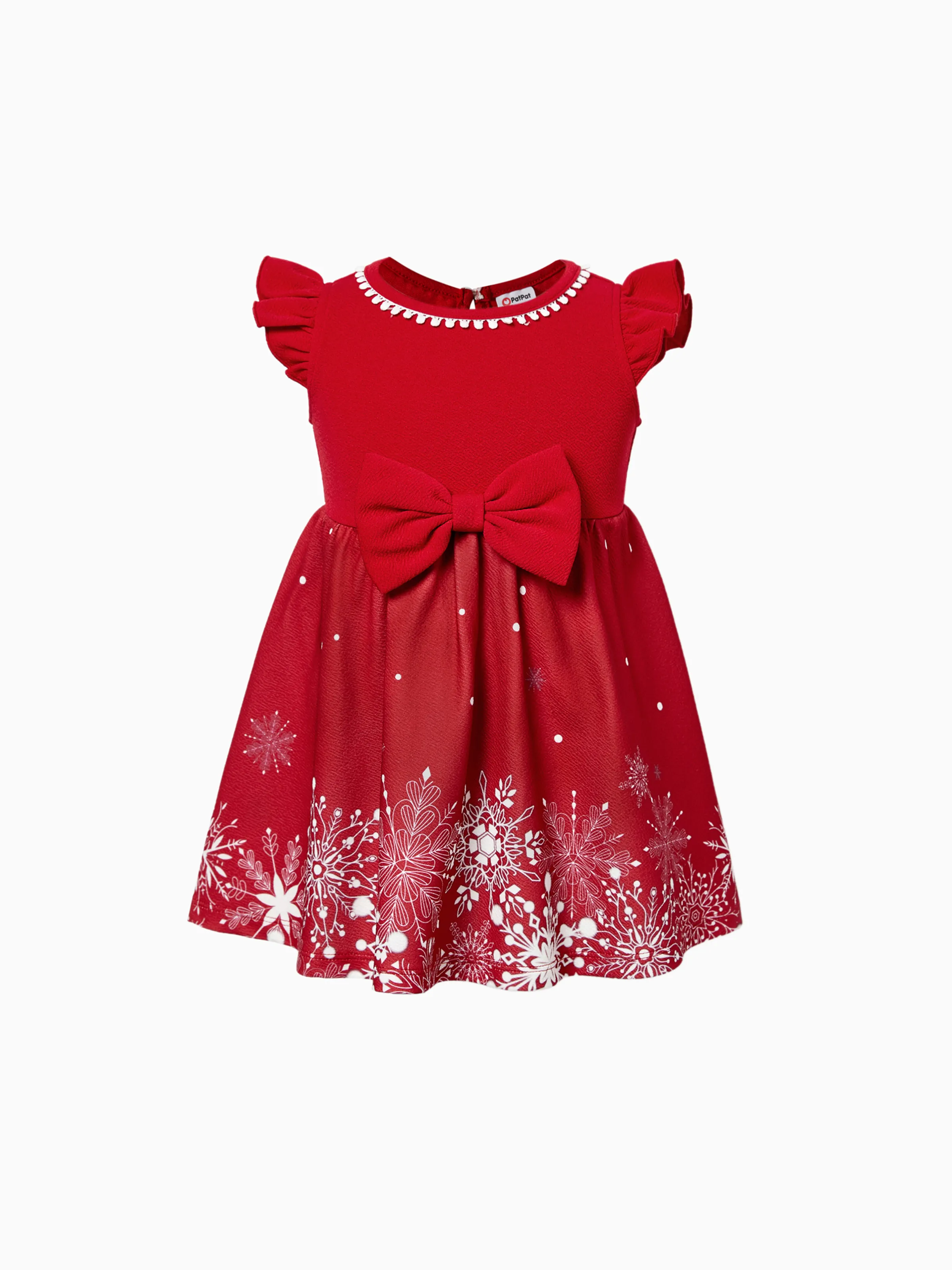 

Mommy & Me Snowflake Print Red Off-shoulder/Open-shoulder Sleeveless Dresses