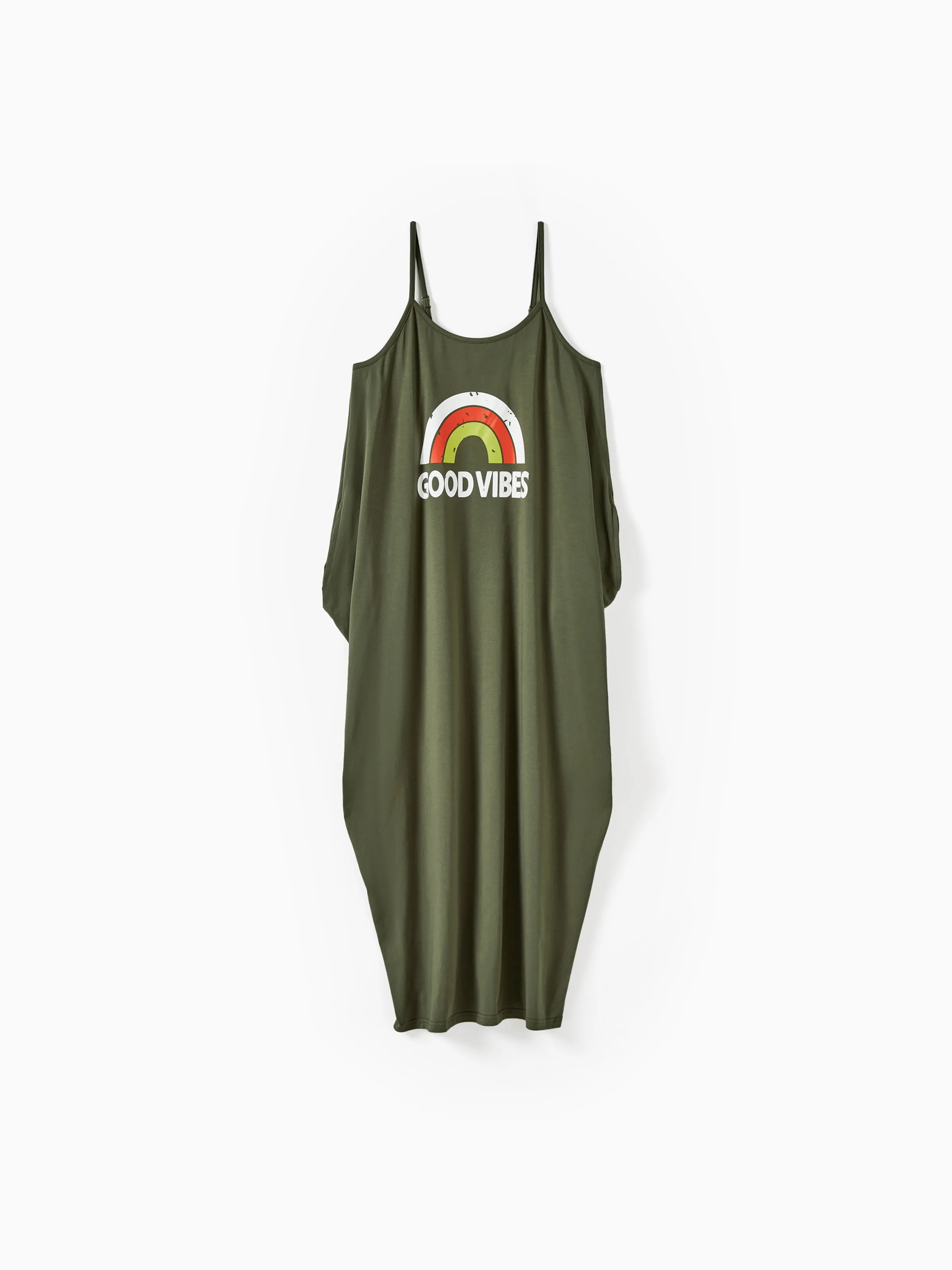

Mommy and Me Rainbow Graphic 'GOOD VIBES' Front Dress with Pockets