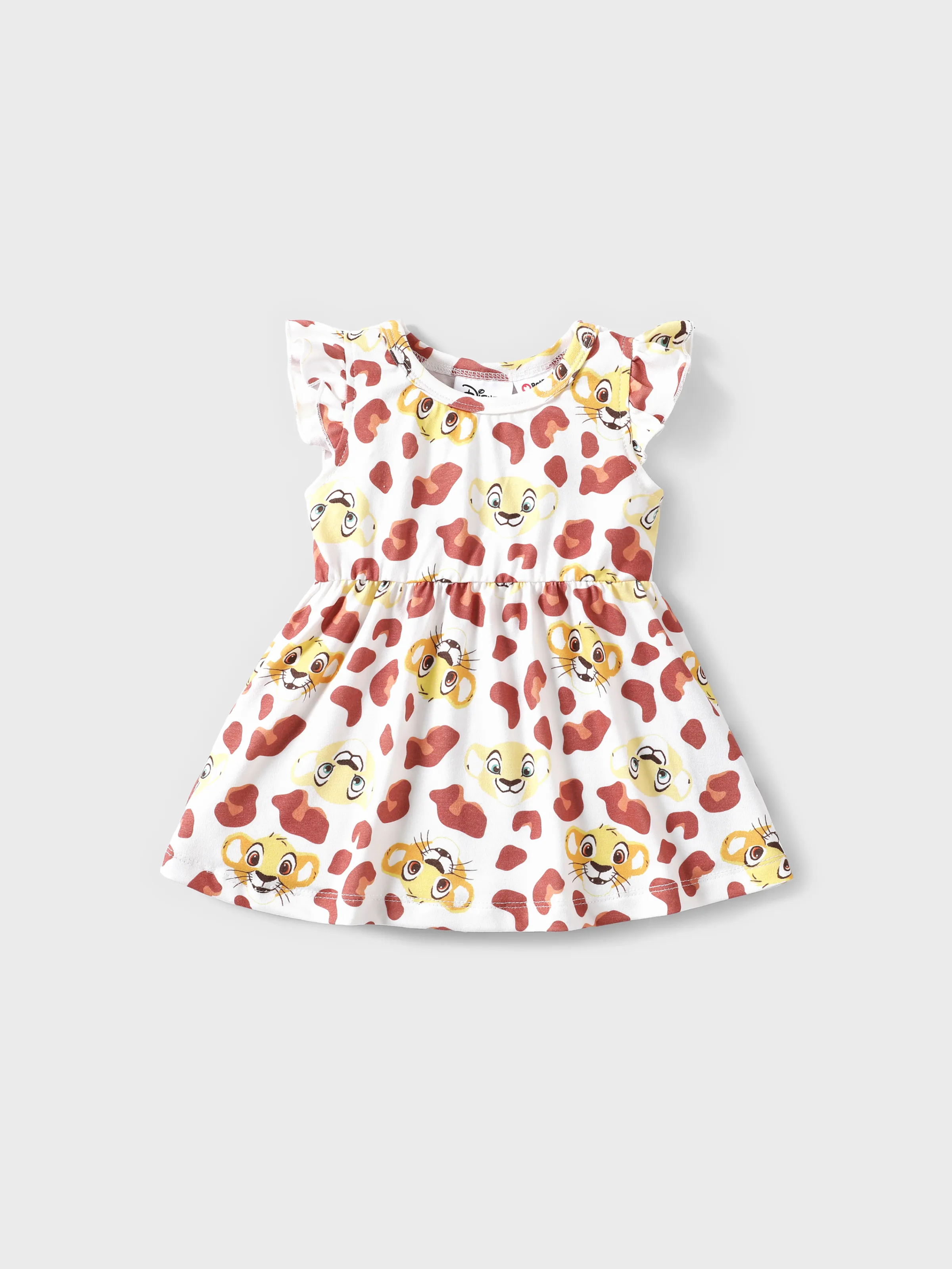 Disney Lion King Baby Girls Simba 1pc Leopard Plant Print Ruffle-sleeve Dress