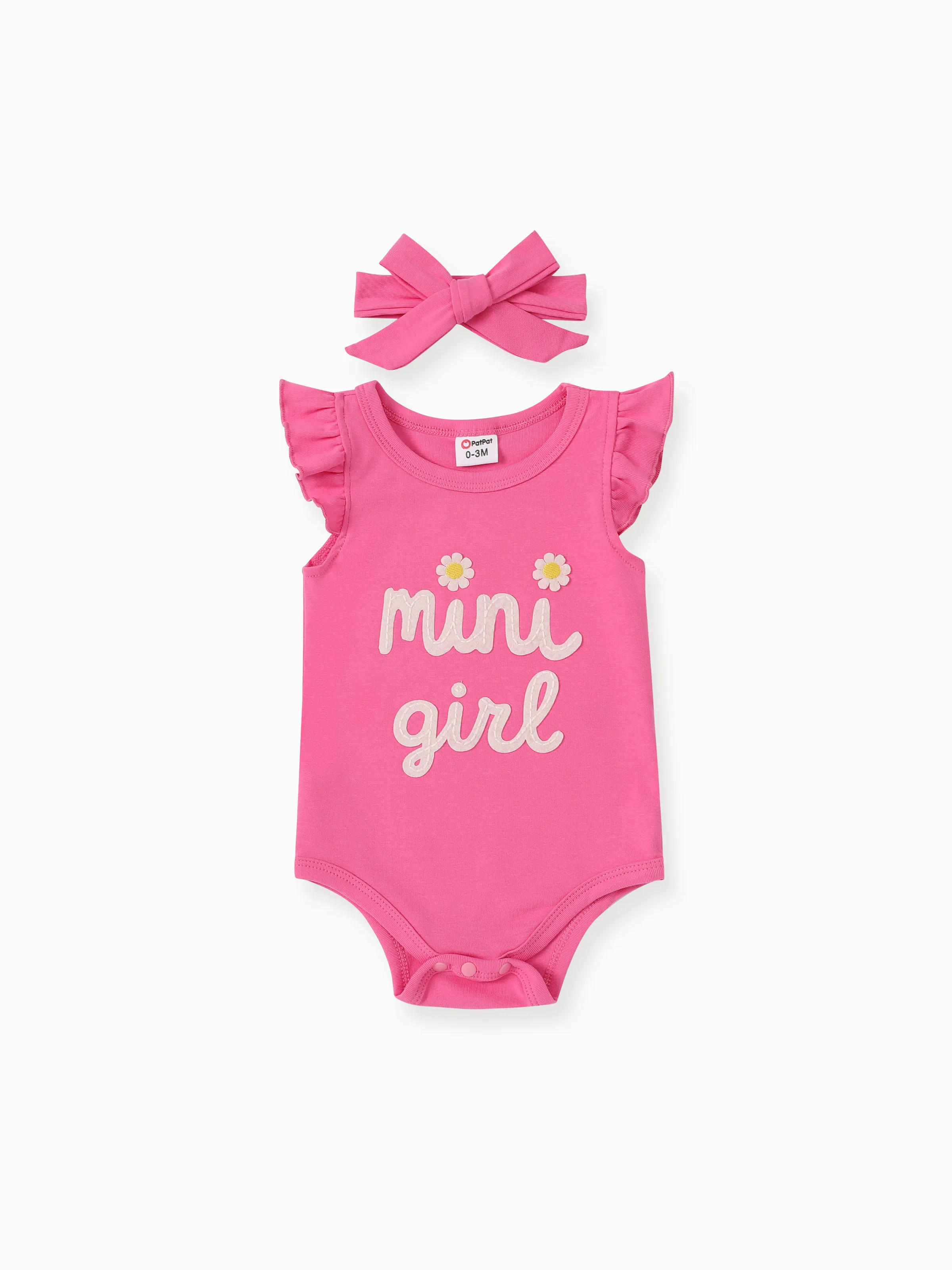 Baby Girl 2pcs Childlike Letter Print Romper with Headband