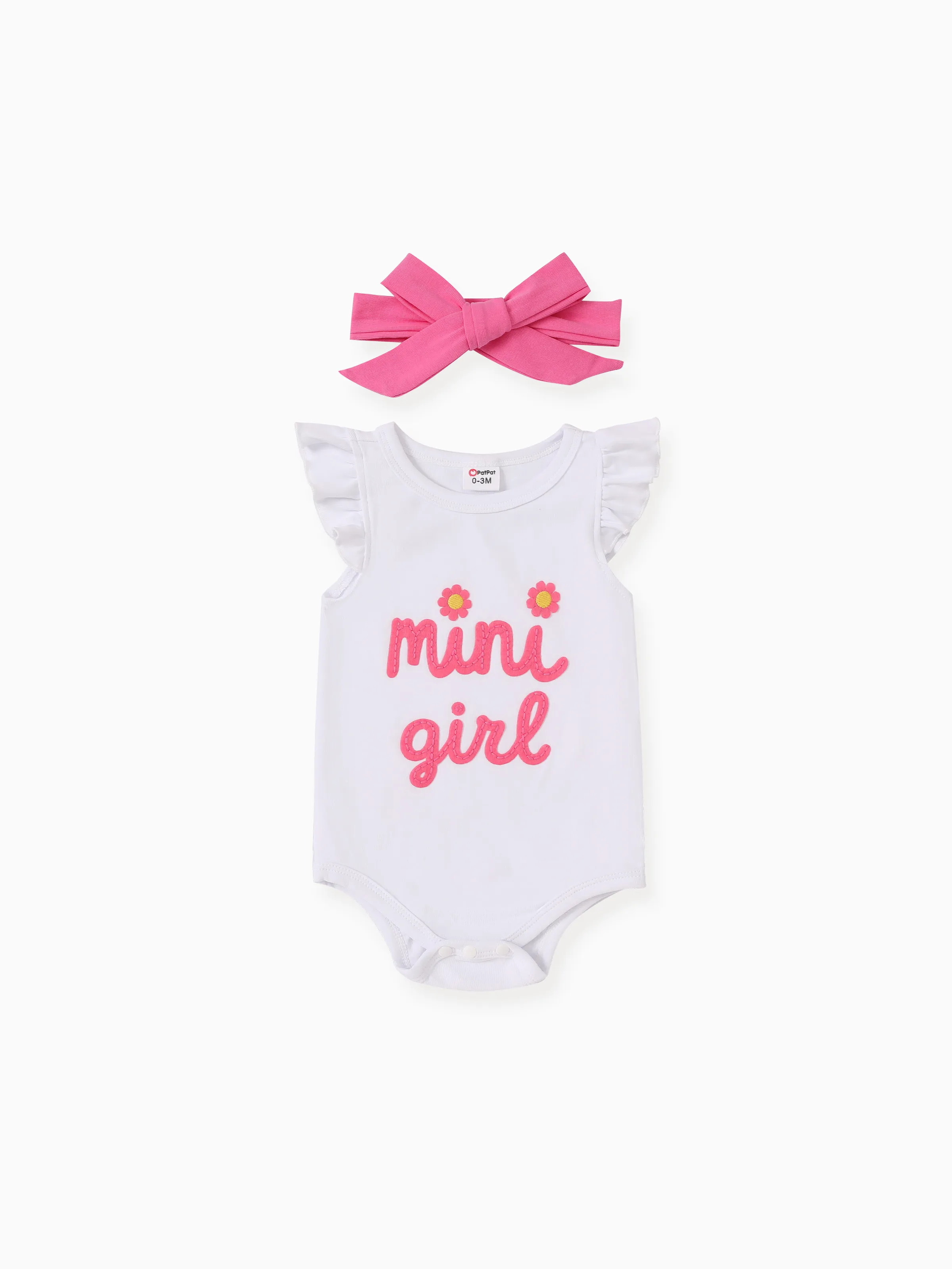 

Baby Girl 2pcs Childlike Letter Print Romper with Headband