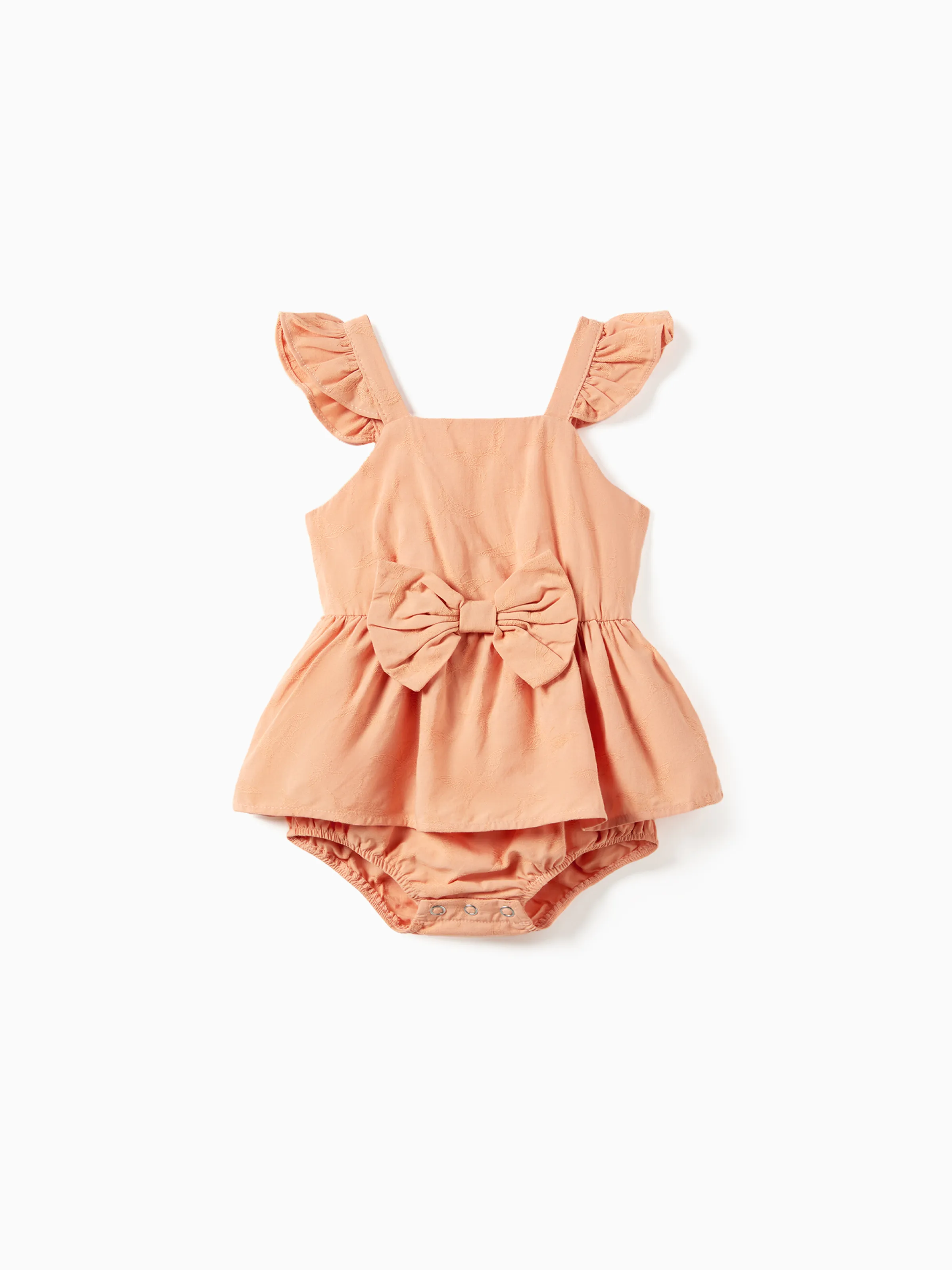 

Mommy and Me Butterfly Jacquard Button Belted Dress