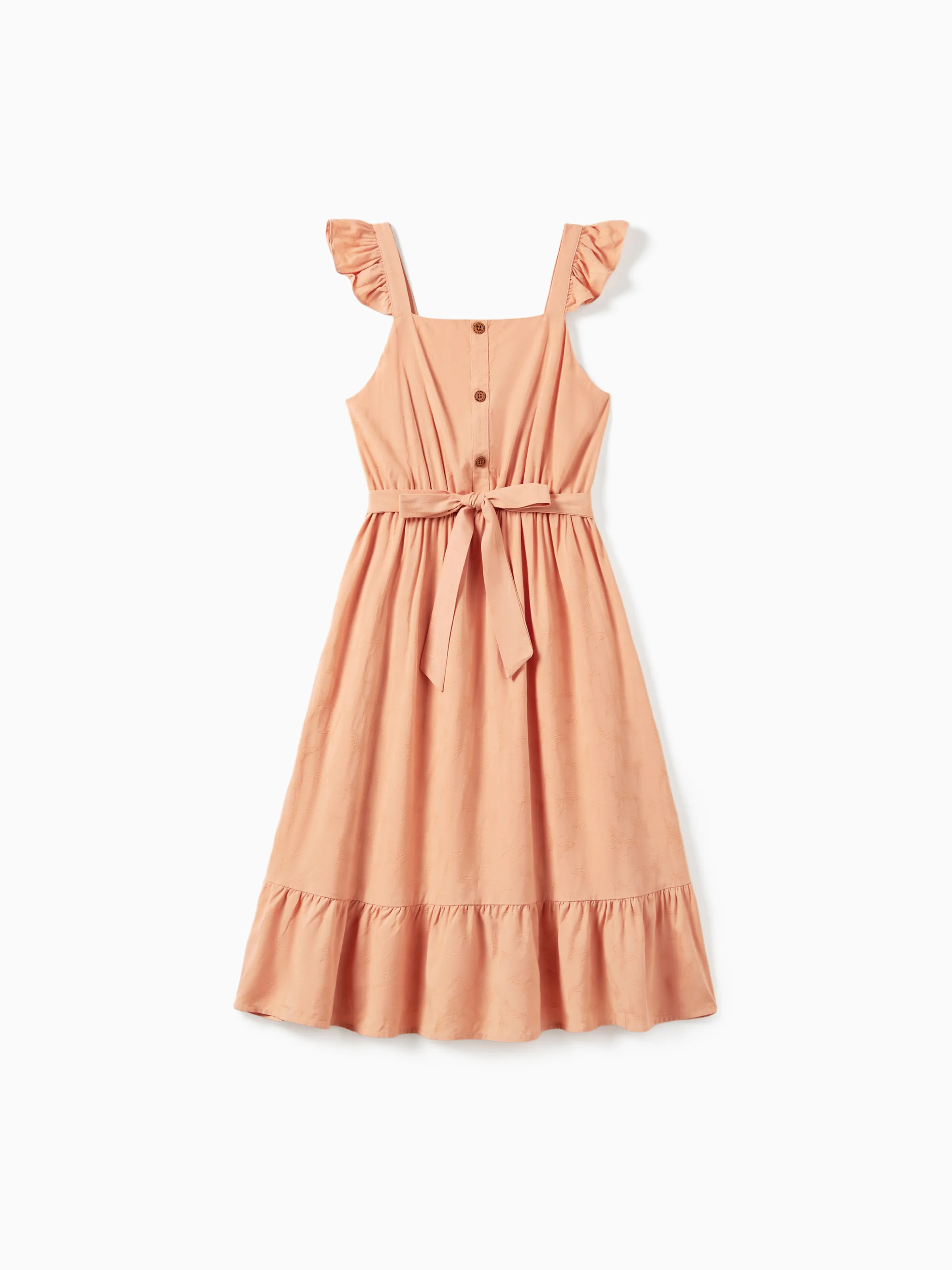 

Mommy and Me Butterfly Jacquard Button Belted Dress