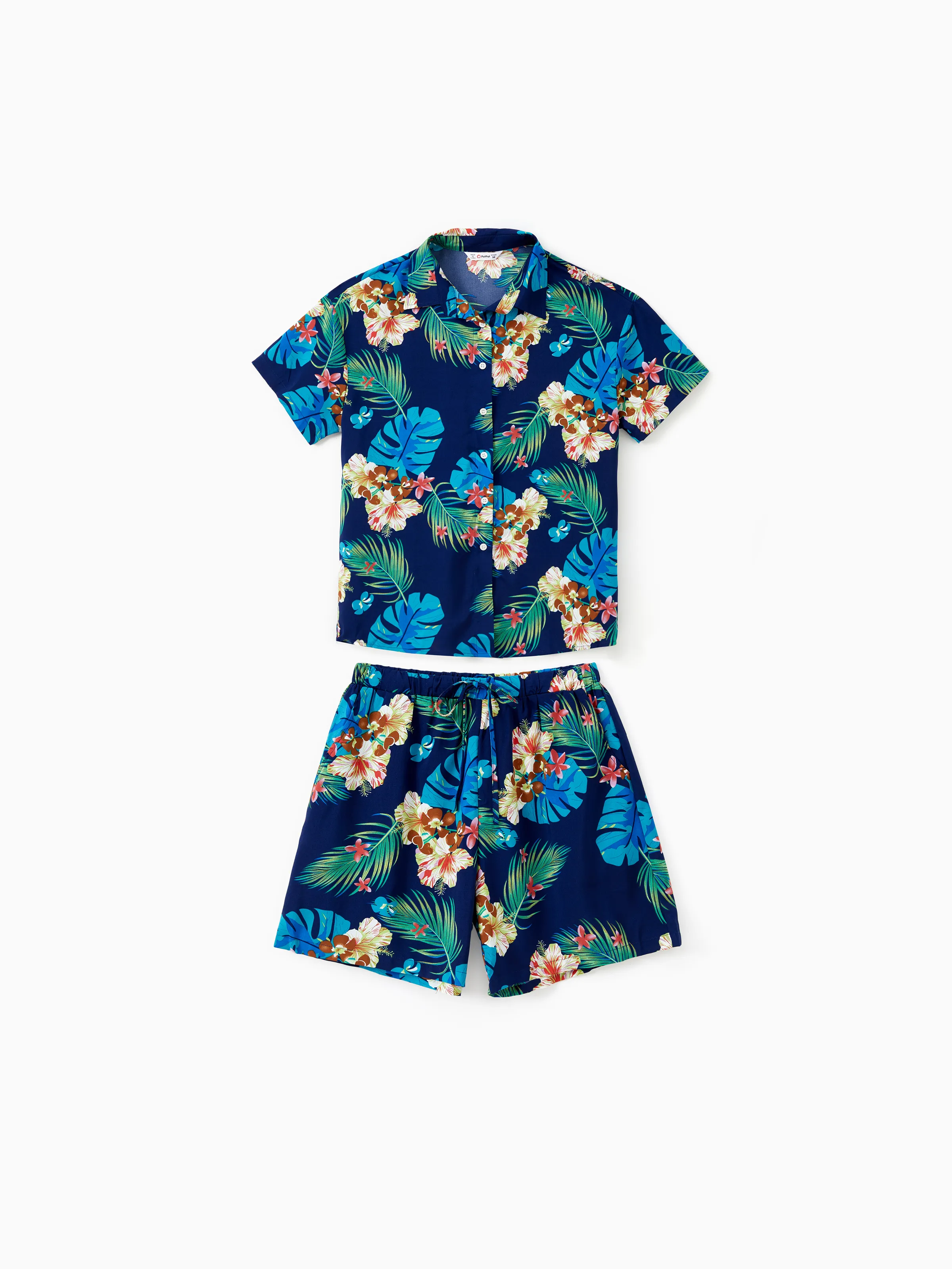 

Family Matching Co-ord Sets Tropical Floral Shirt and Drawstring Shorts with Pockets