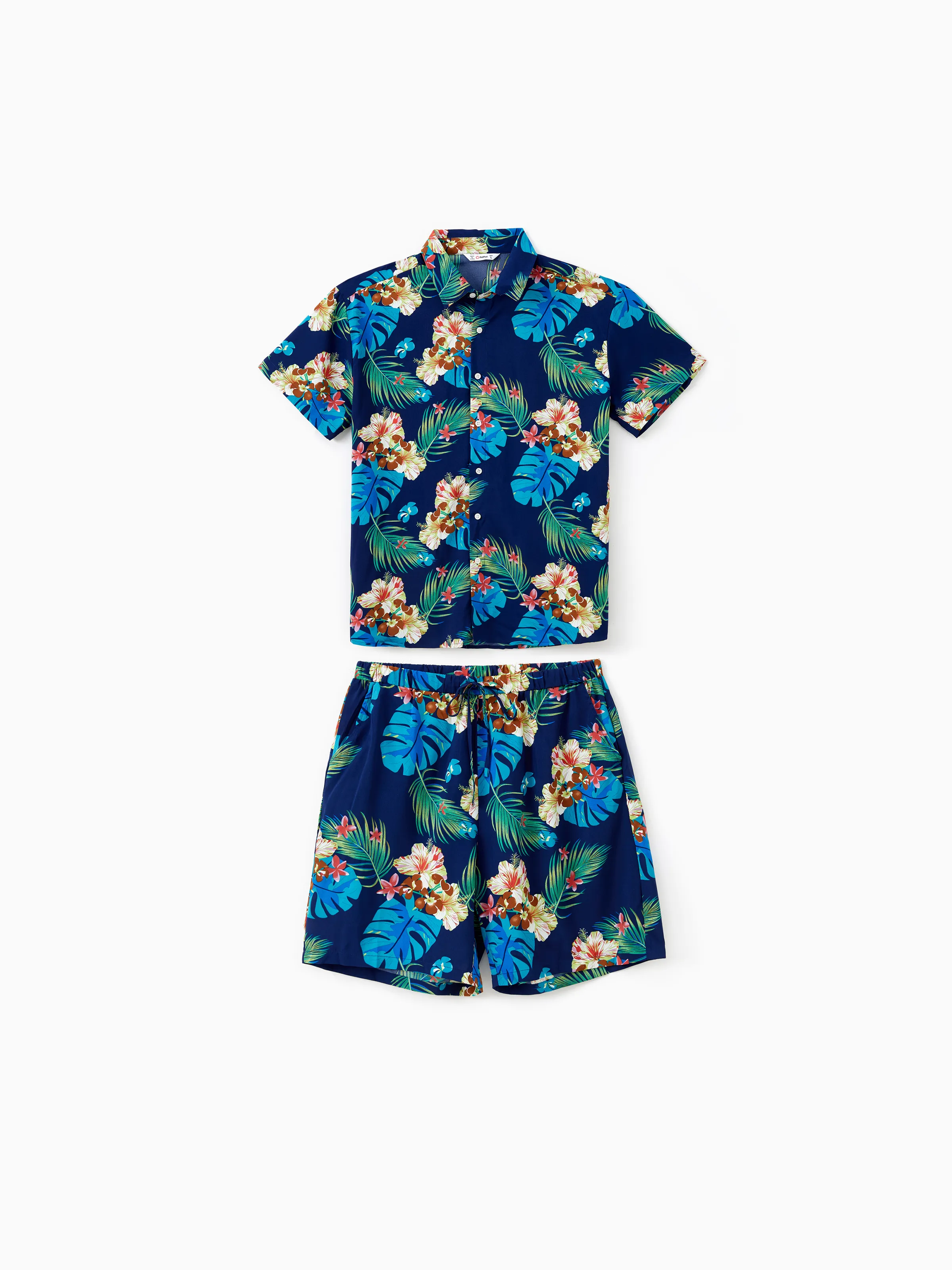 

Family Matching Co-ord Sets Tropical Floral Shirt and Drawstring Shorts with Pockets