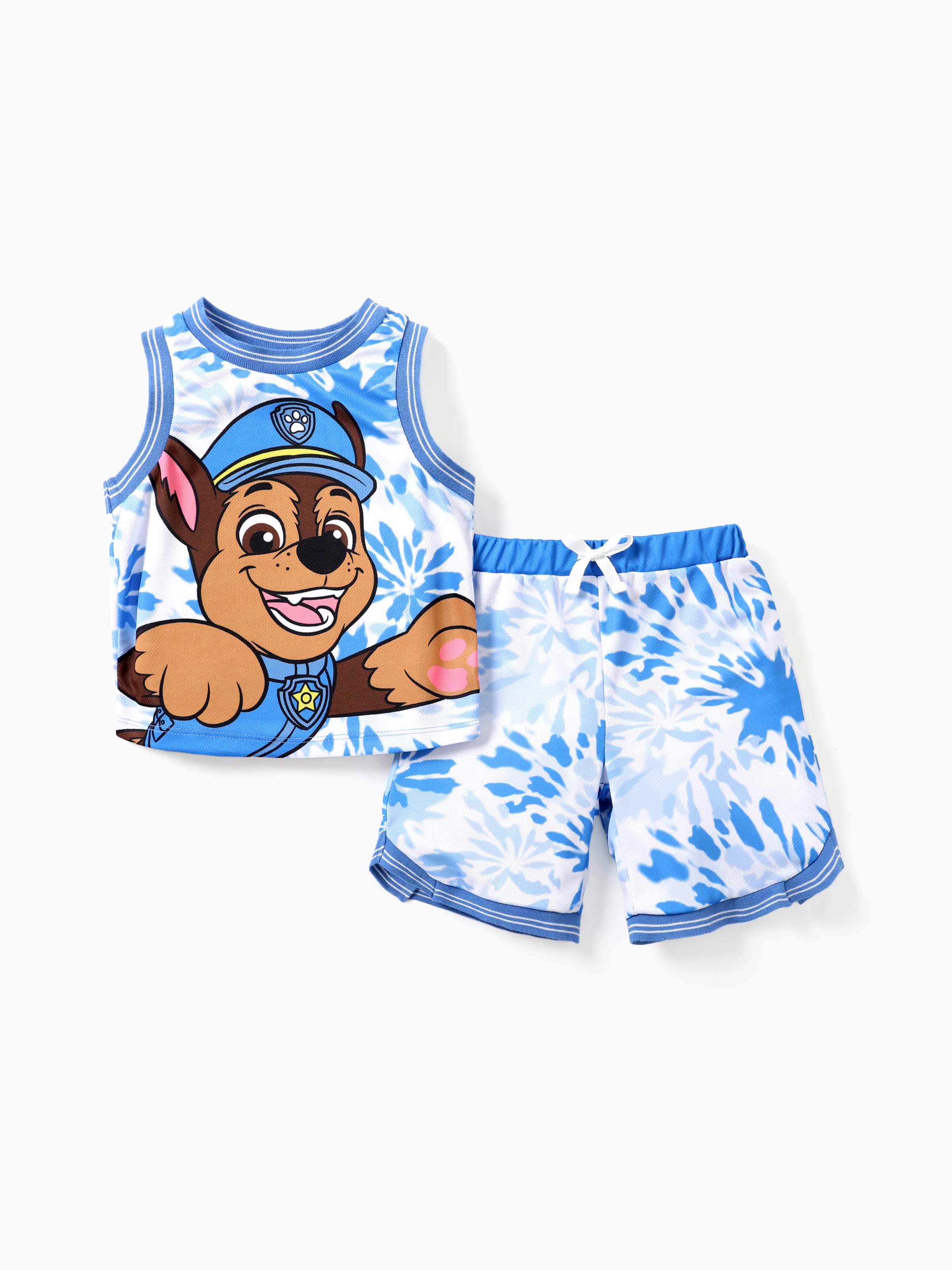 PAW Patrol Boys/Girls Chase/Marshall/Skye/Rubble Children's Sports and Leisure Tie-Dye Print Effect Flat Machine Webbing Basketball Jersey sets