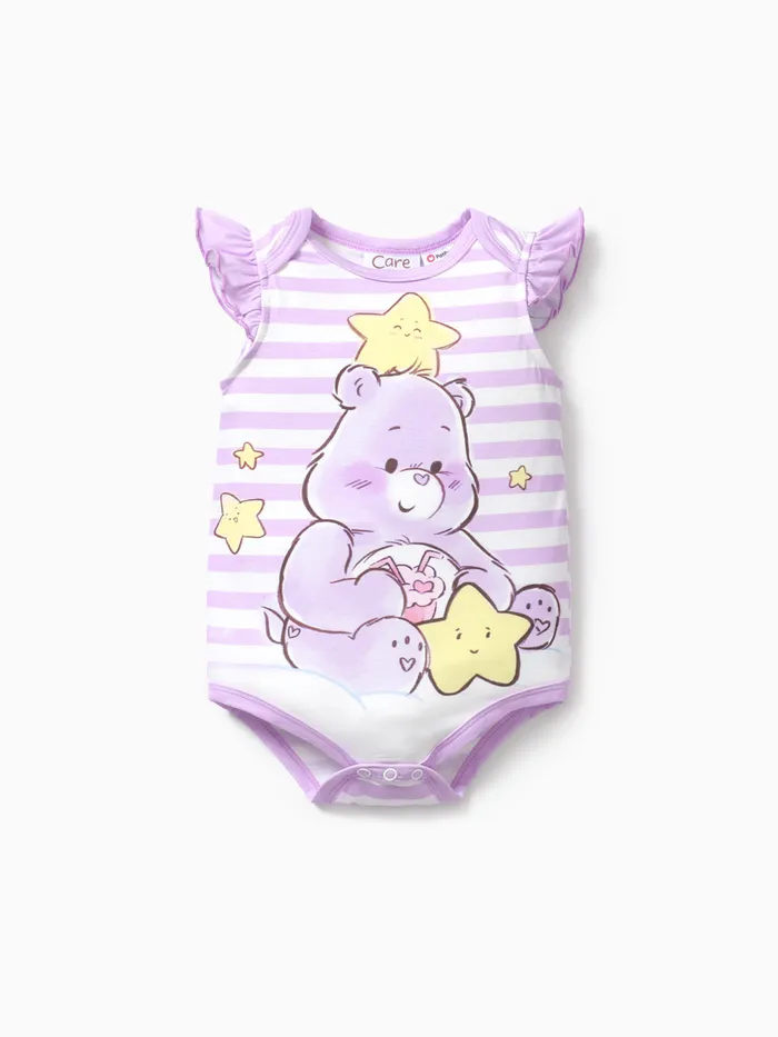 Care Bears Baby Girl Cartoon Bear Print Short-sleeve Naia™ Romper