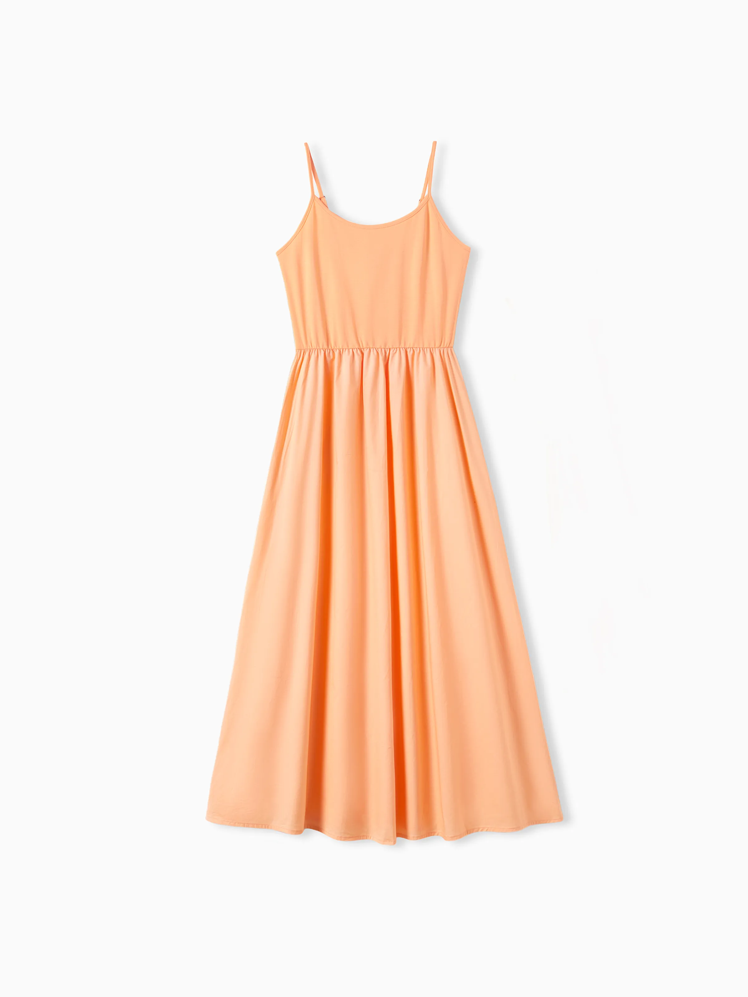 

Mommy and Me Orange Cotton Sleeveless A-Line Strap Dress