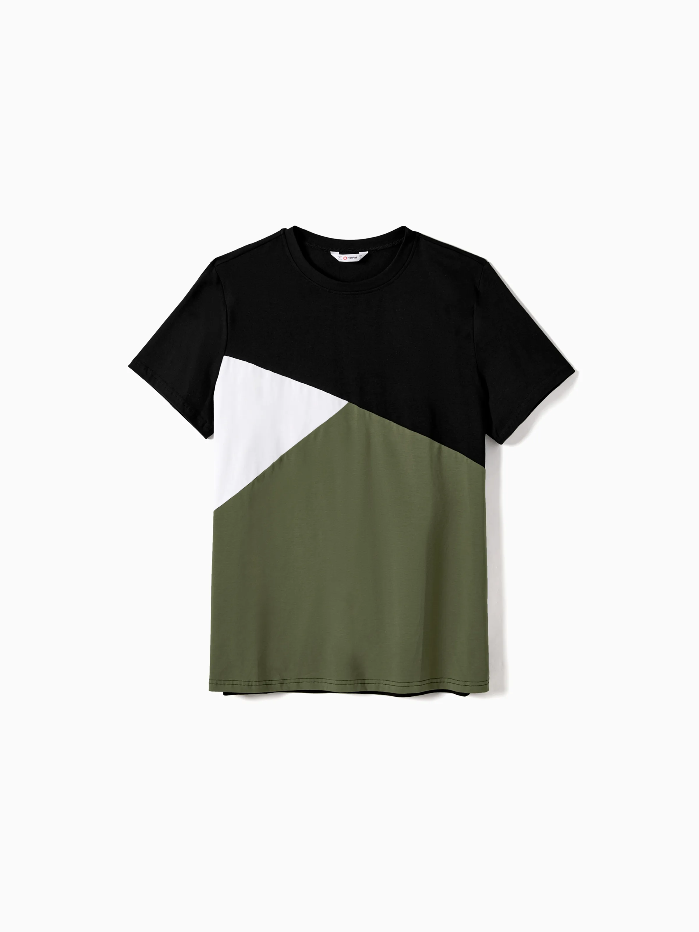 

Family Matching Two Tone Short-sleeve Belted Combo Dresses and Color Block T-shirts Sets
