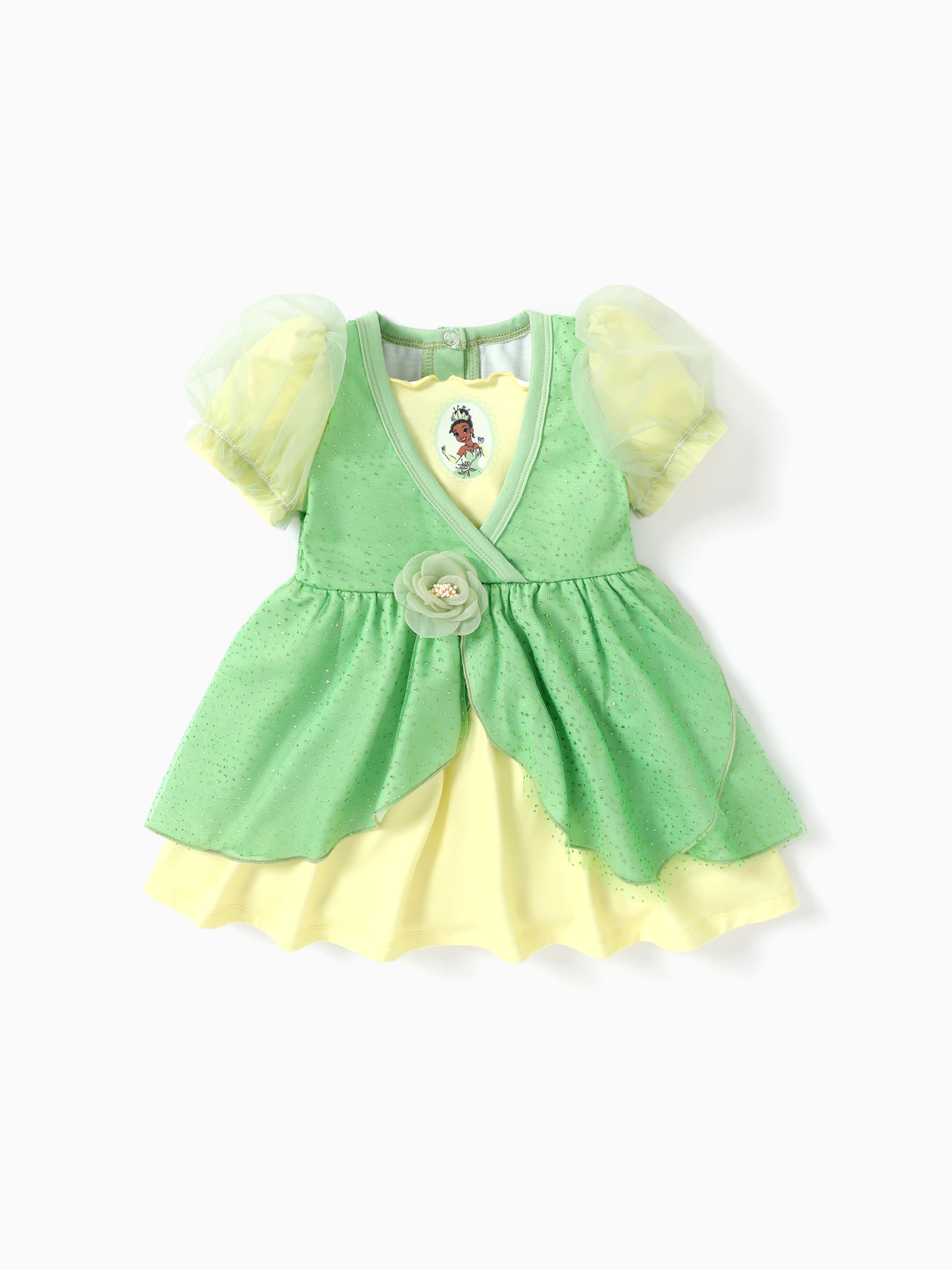 

Disney Princess Baby/Toddler Girl Naia™ Ariel Character Print Puff sleeves Cosplay Mesh Dress