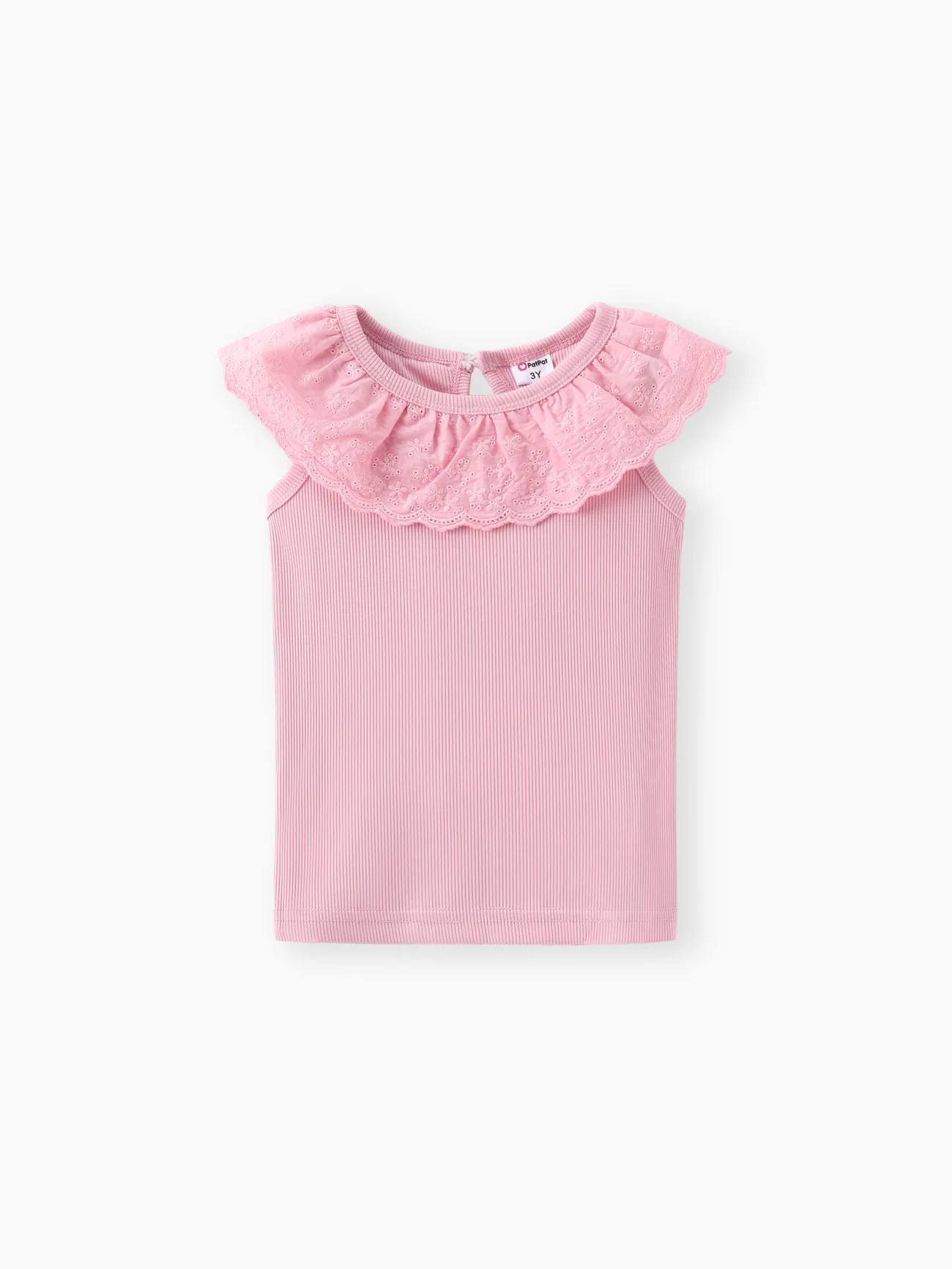 

Sweet Sleeveless Ruffle Edge Tee for Toddler Girls - 95% Polyester and 5% Spandex - 1pc