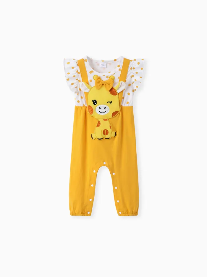 Tuta a maniche corte Baby Girl Sweet Hyper-Tactile 3D Giraffe