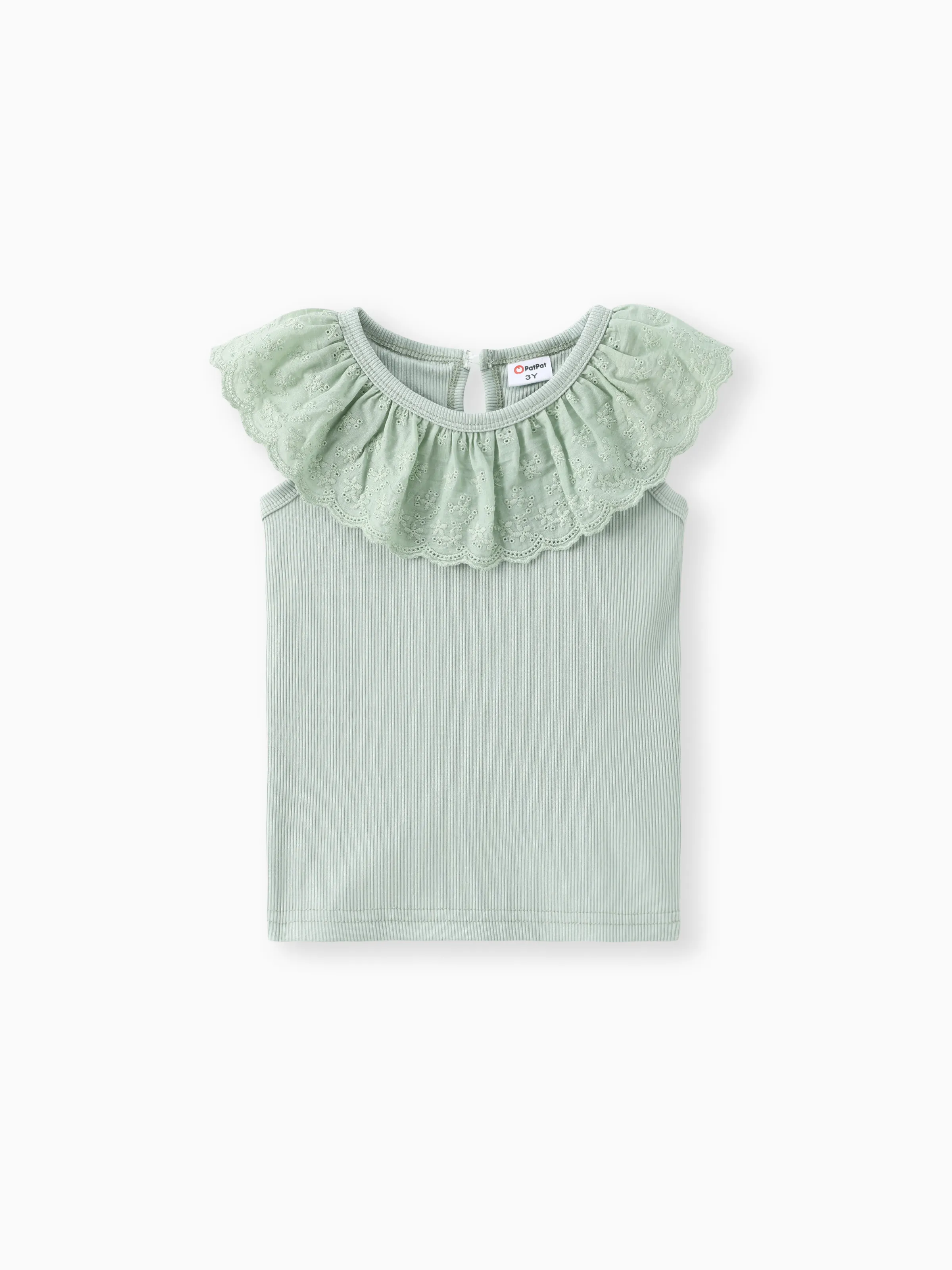 

Sweet Sleeveless Ruffle Edge Tee for Toddler Girls - 95% Polyester and 5% Spandex - 1pc