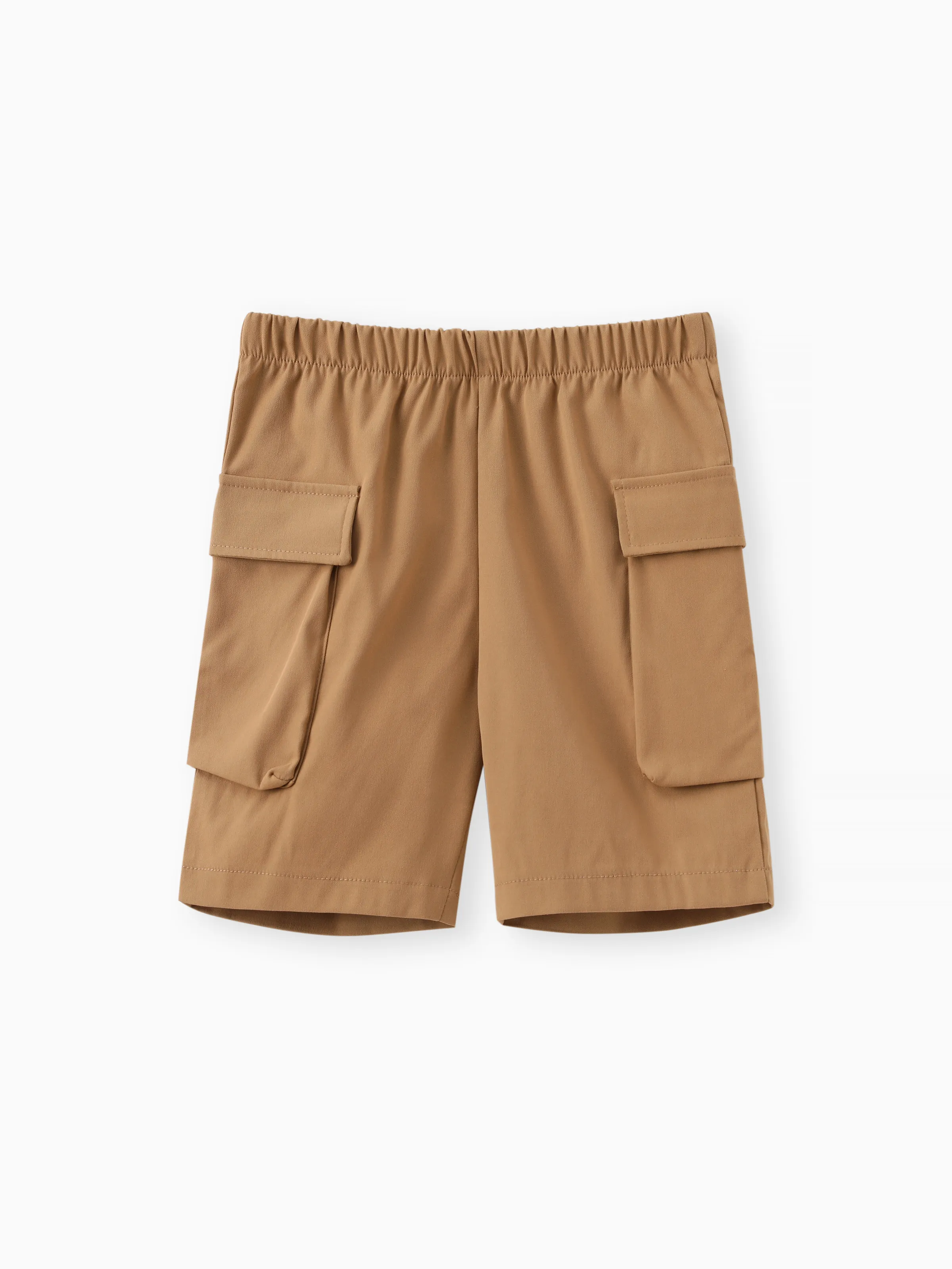 Boy's Casual Polyester Shorts with Pockets - Solid Color