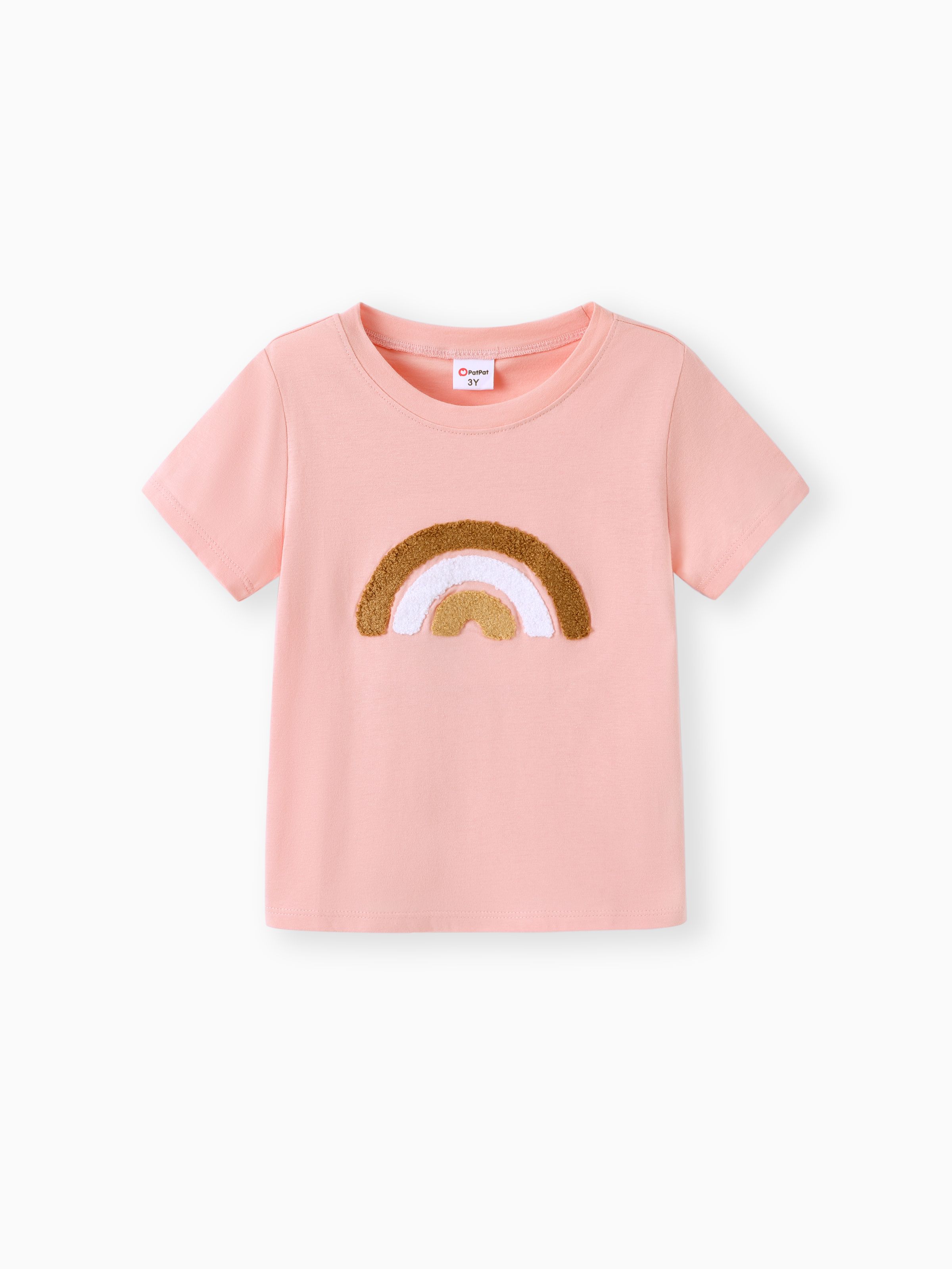 

Toddler Girl 100% Cotton Rainbow Embroidered Short-sleeve Tee