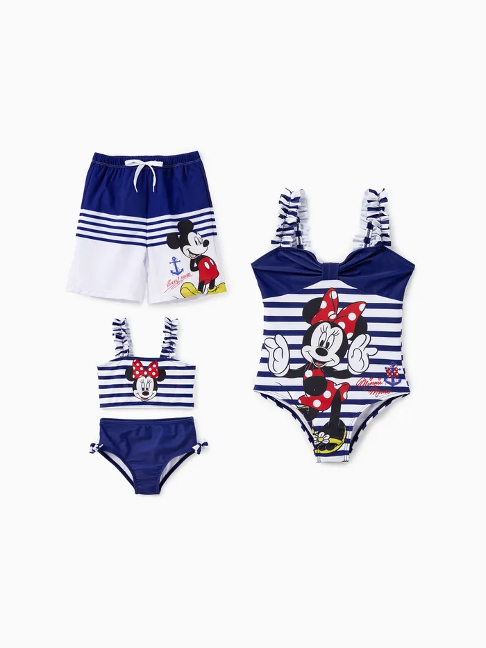 Disney Mickey and Friends Sibling Set Boys/Girls Character Stripped Swimsuit
