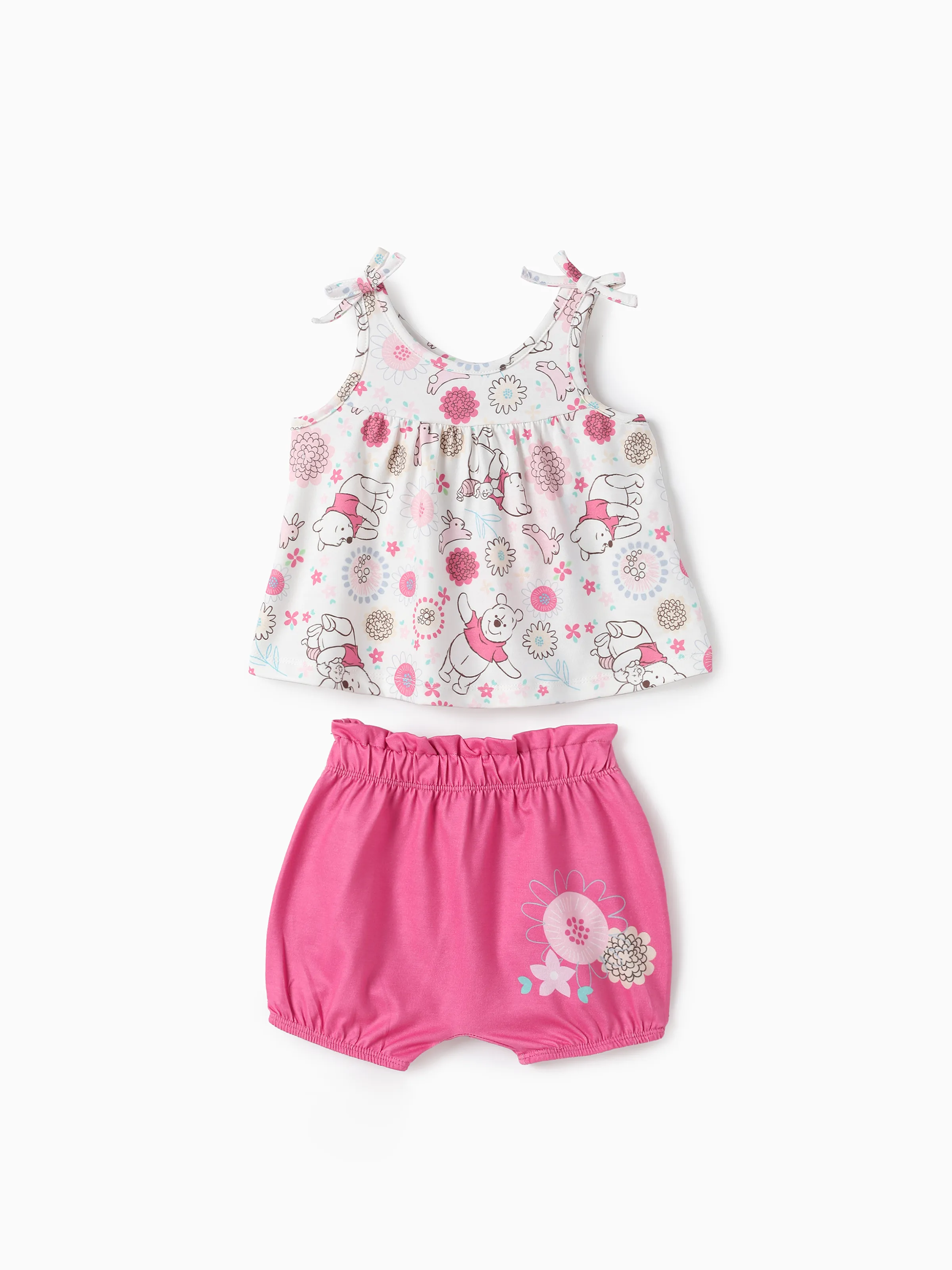 

Disney Winnie the Pooth Baby Girls 2pcs Naia™ Character Floral Print Sleeveless Bow tie Top with Stripe Shorts Set