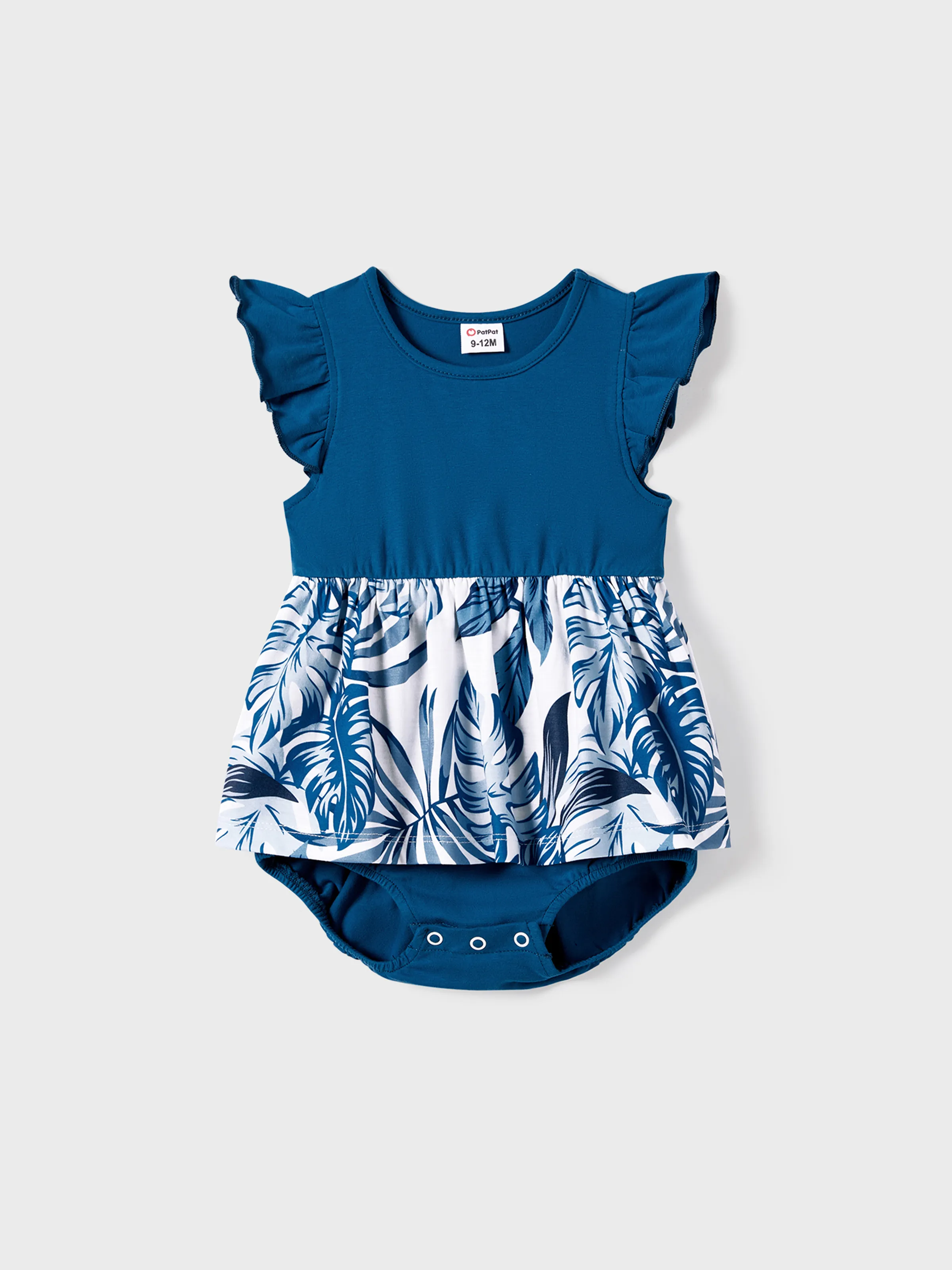 

Family Matching Plant Print Splice Belted Tank Dresses and Color Block Short-sleeve T-shirts Sets