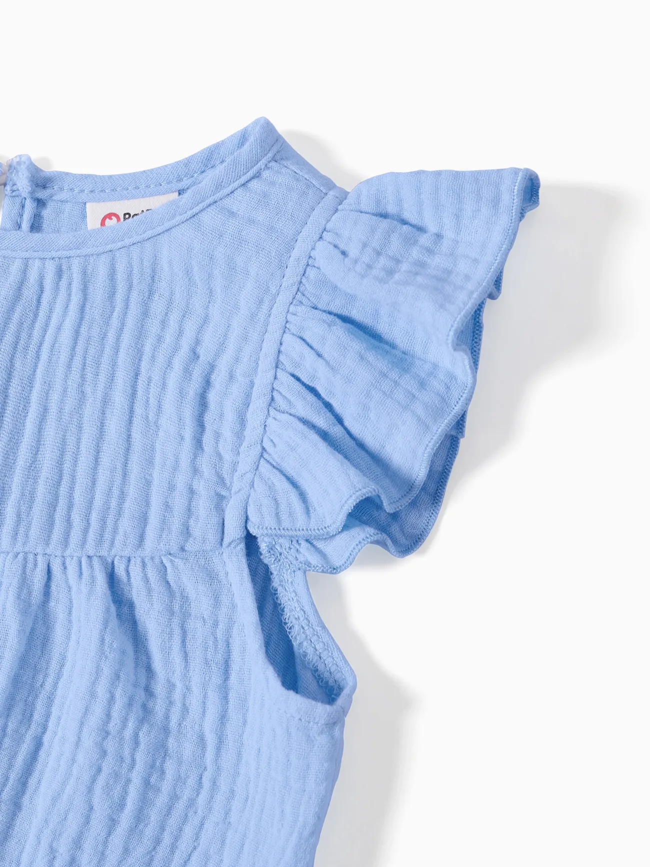 Baby Girl - Family Matching Colorblock Polo Shirt and Shirred Cross Front Bodice Off-Shoulder Dress Sets - Blue - image 13