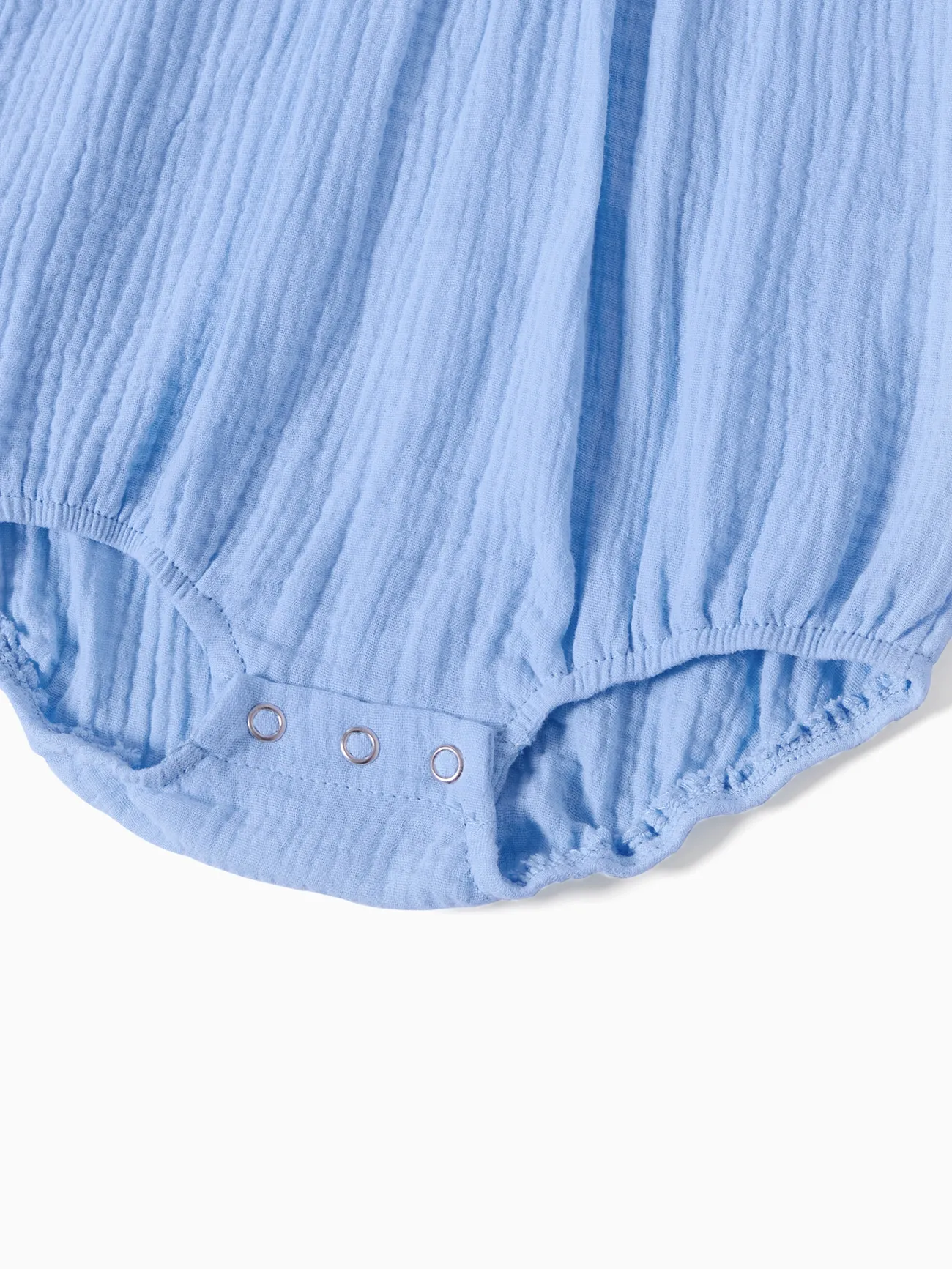 Baby Girl - Family Matching Colorblock Polo Shirt and Shirred Cross Front Bodice Off-Shoulder Dress Sets - Blue - image 14