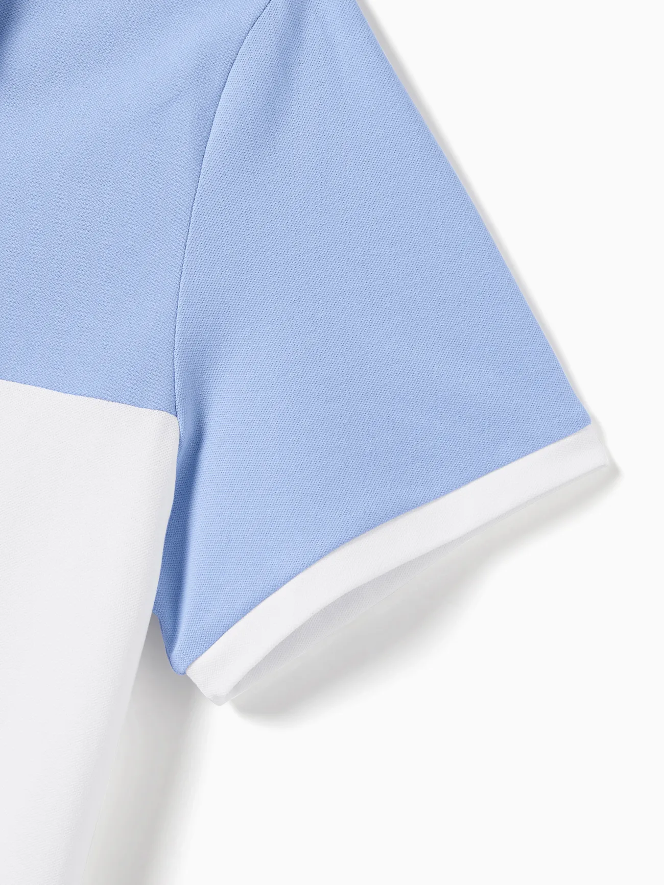 Men - Family Matching Colorblock Polo Shirt and Shirred Cross Front Bodice Off-Shoulder Dress Sets - Blue - image 22