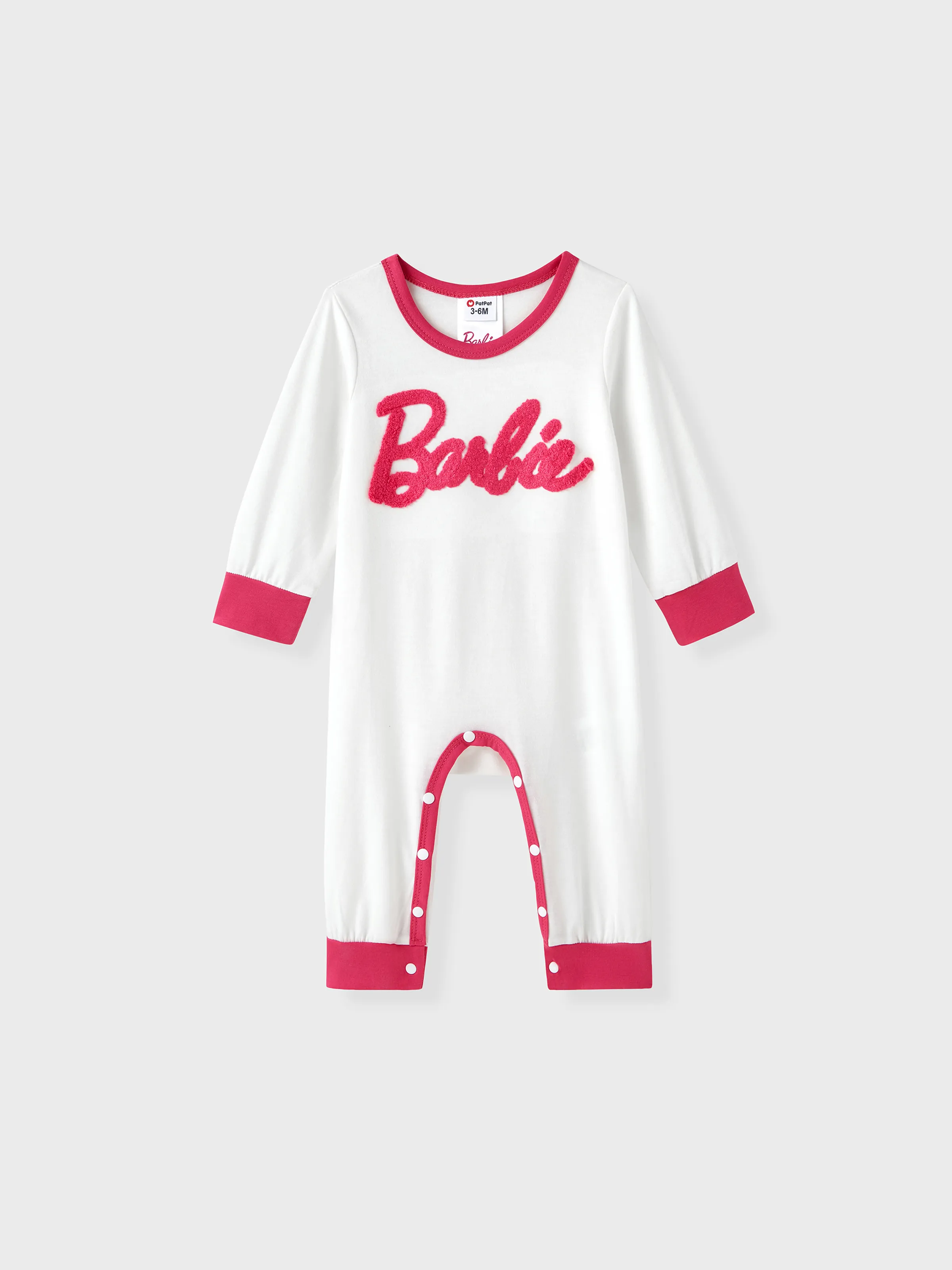 

Barbie Baby Girl Letter Embroidered Long-sleeve Jumpsuit