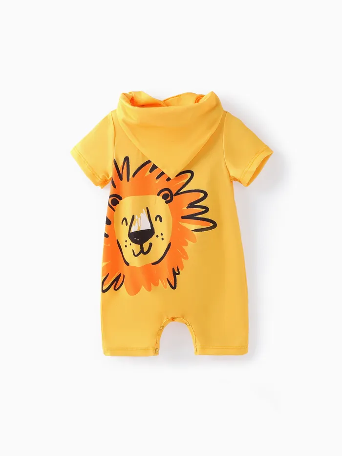 เด็กทารก 2pcs Naia Lion Print Romper และ Bib Set