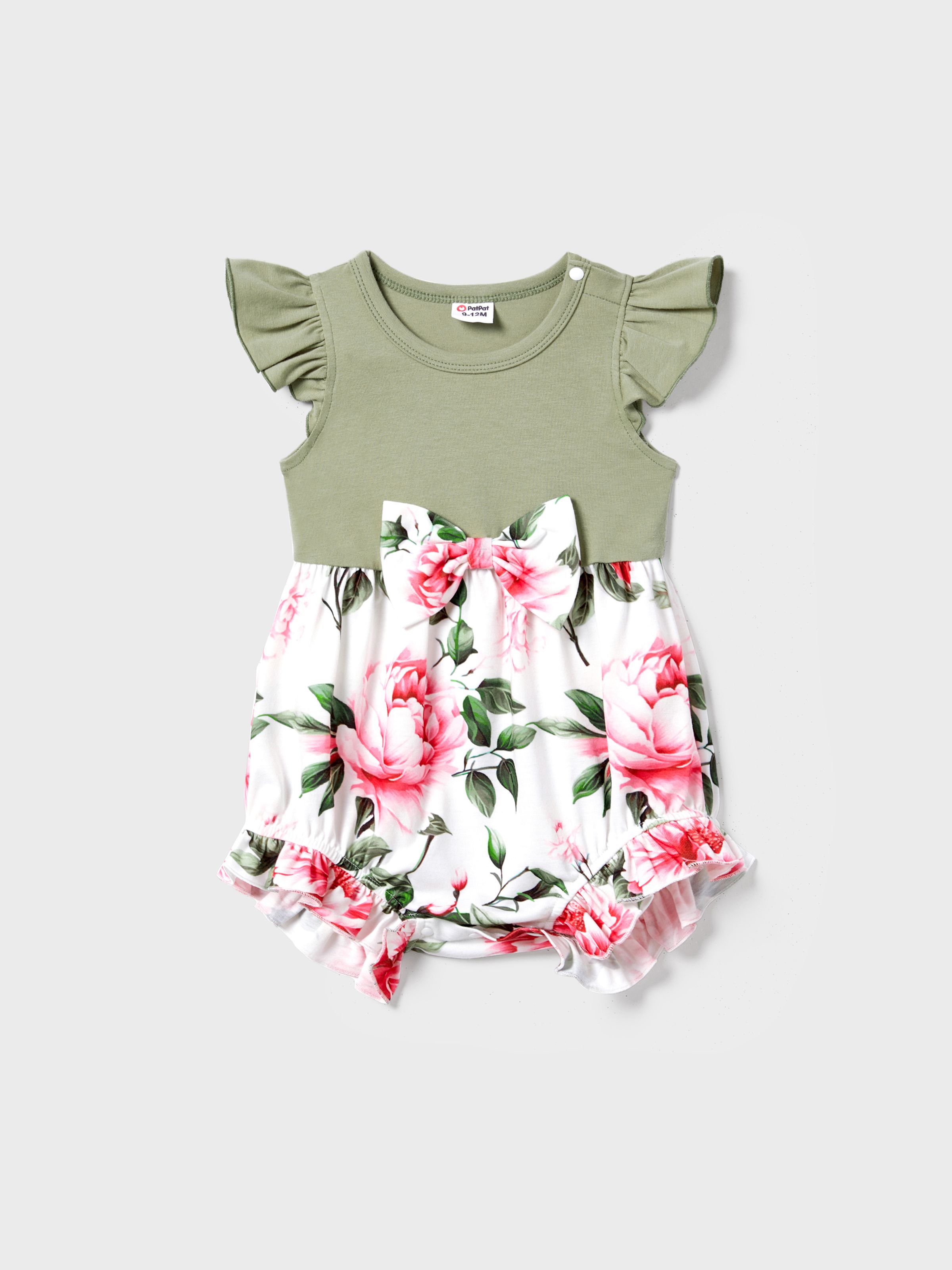 

Matching Family Raglan-Sleeve T-shirt and Flutter Shoulder Floral Dress Sets