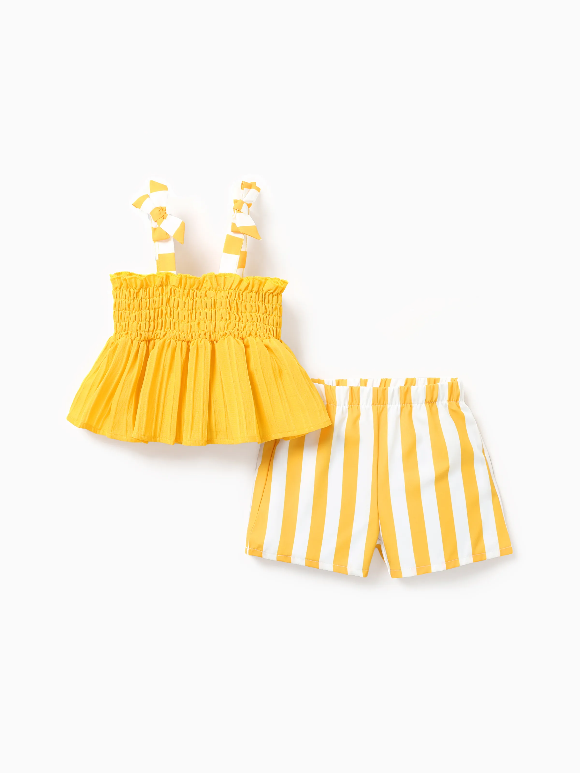 Sweet Stripe 2pcs Conjunto de Niña Pequeña Hipertáctil 3D Spandex de Poliéster