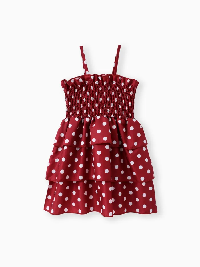 Toddler Girl Polka Dots Layered Smocked Slip Dress