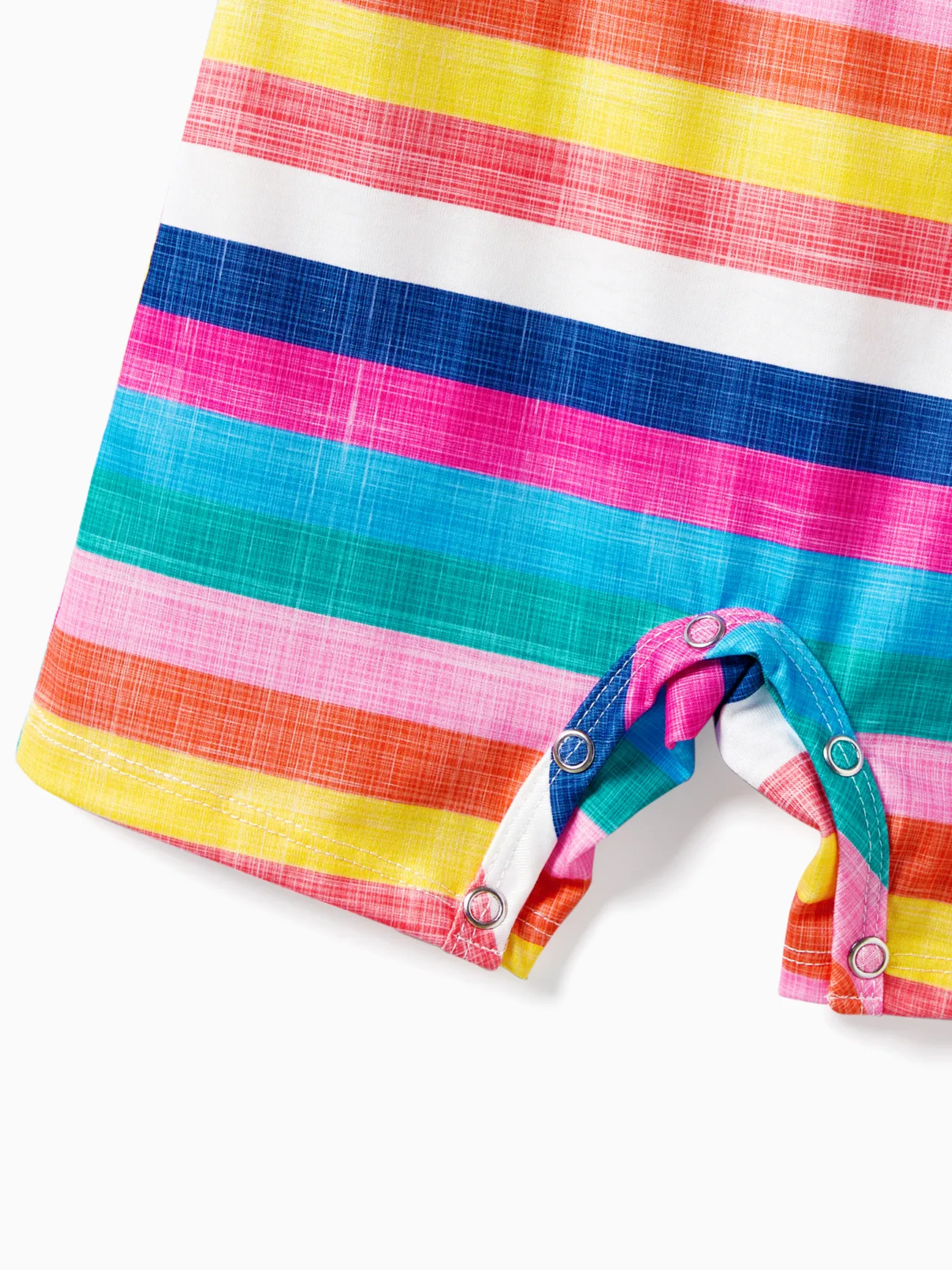 Baby Boy - Family Matching Multi-Color Stripe T-shirt and Ruffle Hem Button Strap Dress Sets - COLOREDSTRIPES - image 14