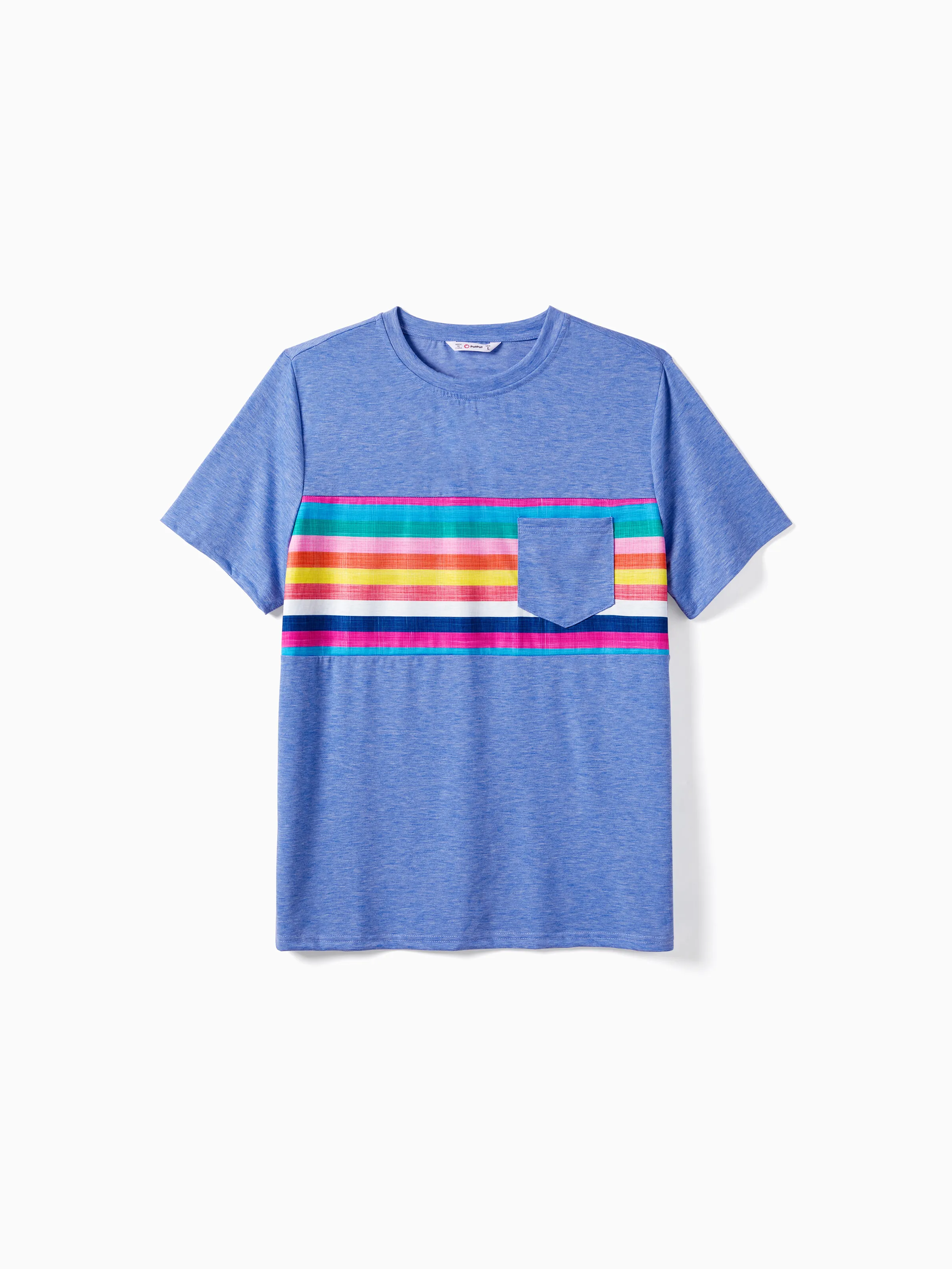 

Family Matching Multi-Color Stripe T-shirt and Ruffle Hem Button Strap Dress Sets