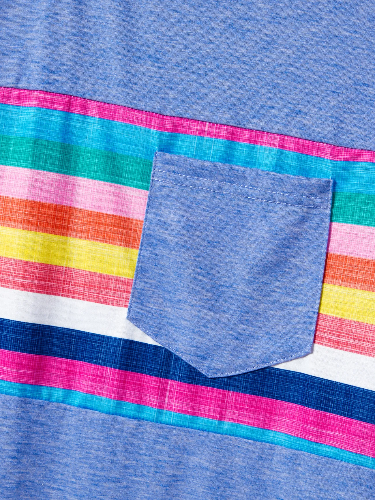 Men - Family Matching Multi-Color Stripe T-shirt and Ruffle Hem Button Strap Dress Sets - COLOREDSTRIPES - image 22