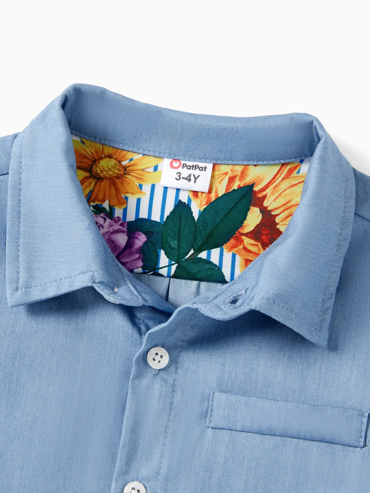 Boy - Family Matching Resort Wear - Denim Blue Shirt and Floral Print Shirred Dress - DENIMBLUE - image 17