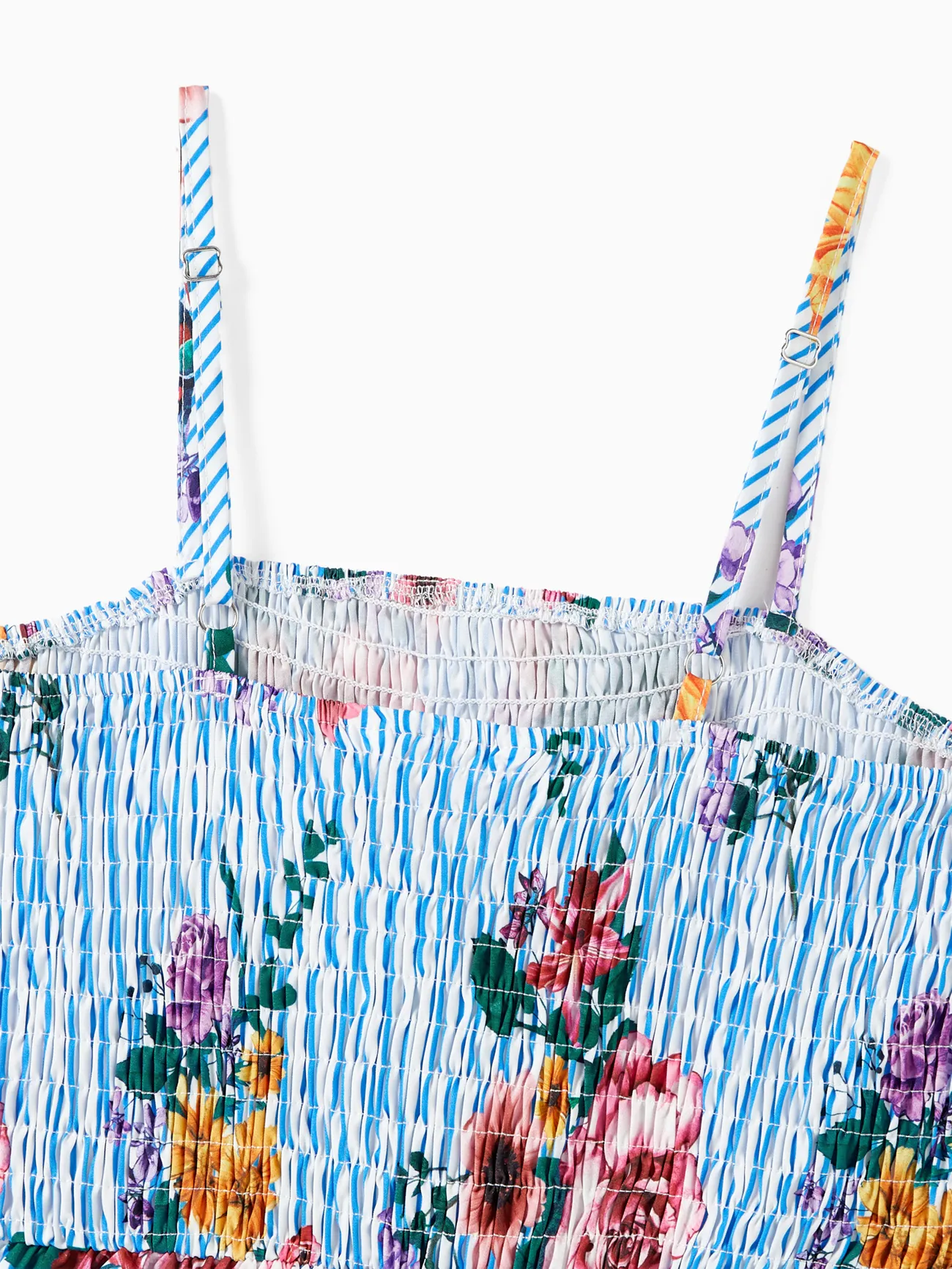 Women - Family Matching Resort Wear - Denim Blue Shirt and Floral Print Shirred Dress - DENIMBLUE - image 5