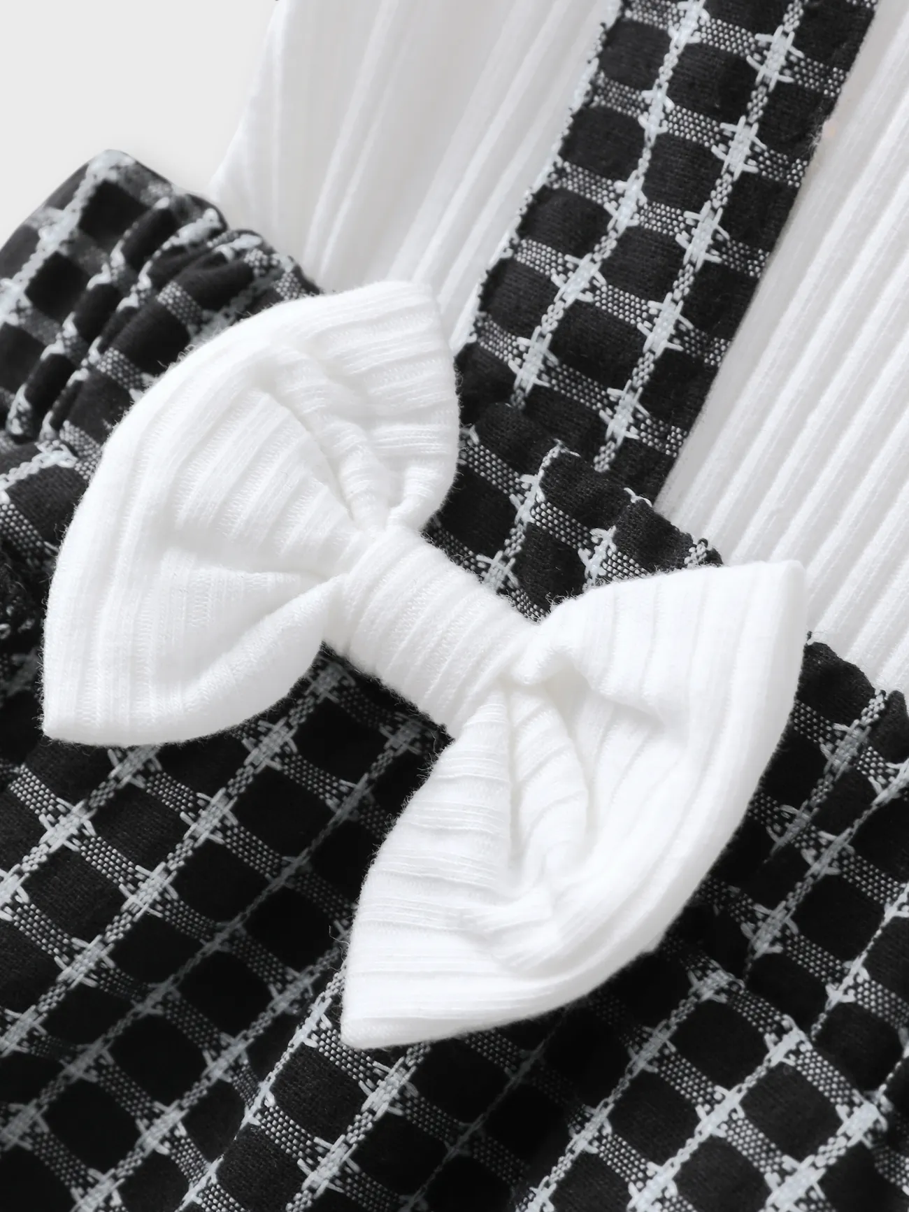 Negro - Little CoCo & Gentlemen - Pelele de Bebé Niña Bowknot Grid con volantes y diadema - image 3