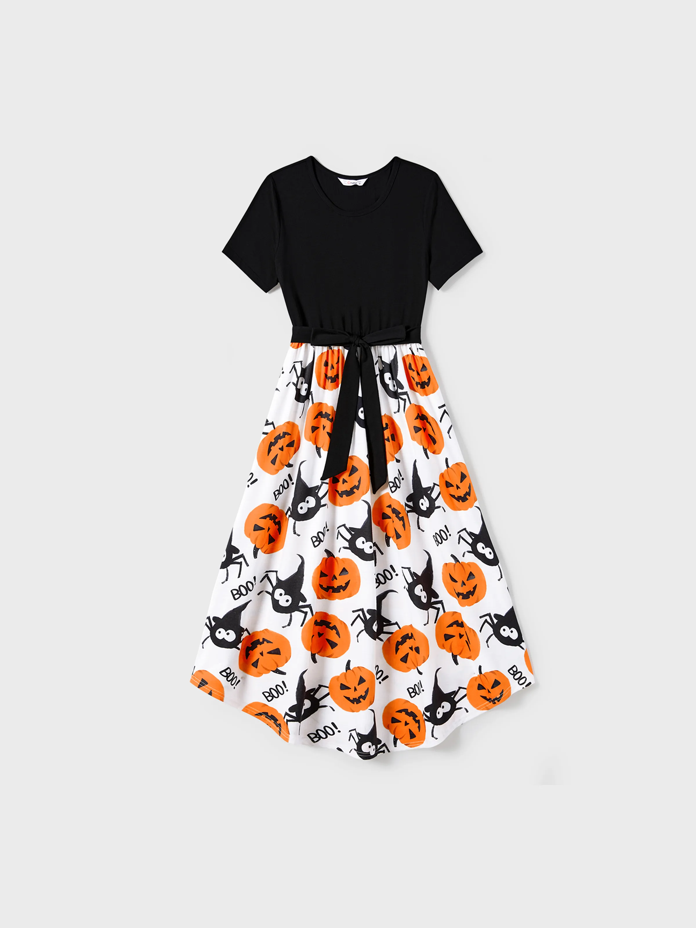 

Halloween Family Matching Pumpkin Print Dresses and Short Sleeve Colorblock Tops Sets