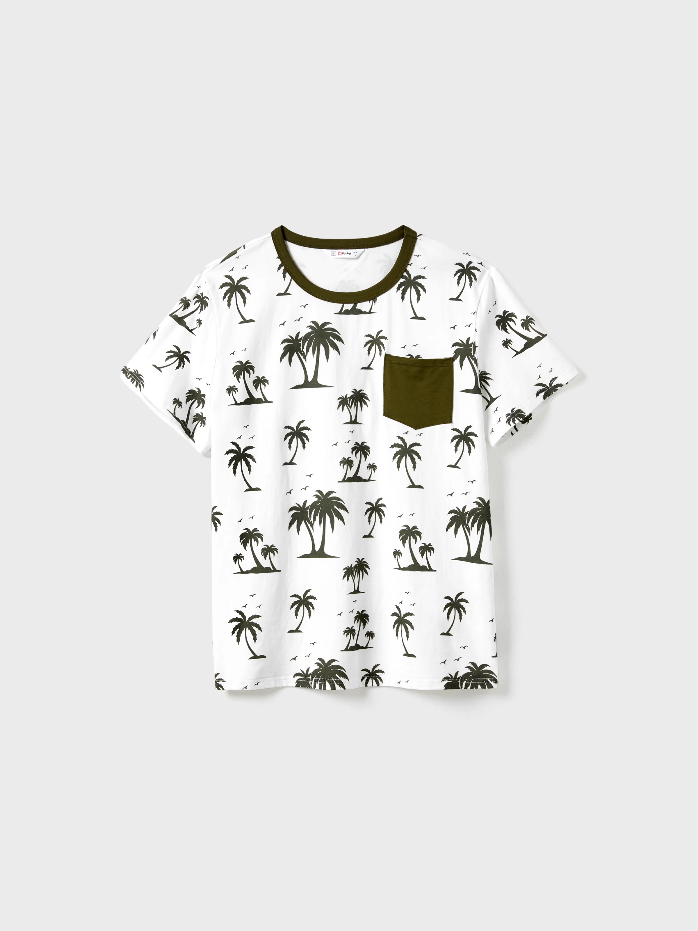 

Family Matching Sets Allover Printed T-Shirt and Army Green Glasses Pattern T-Shirt Dress with Pockets