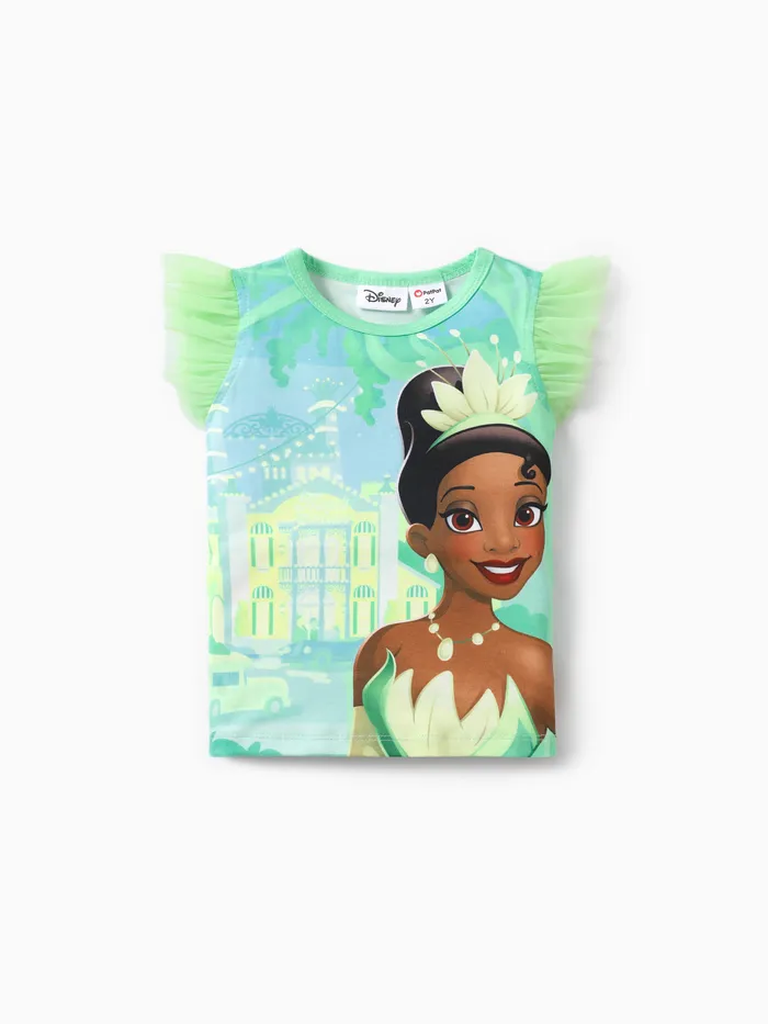Disney Princess Toddler Girl Naia™ Character Print with Ruffled Mesh Sleeve Top