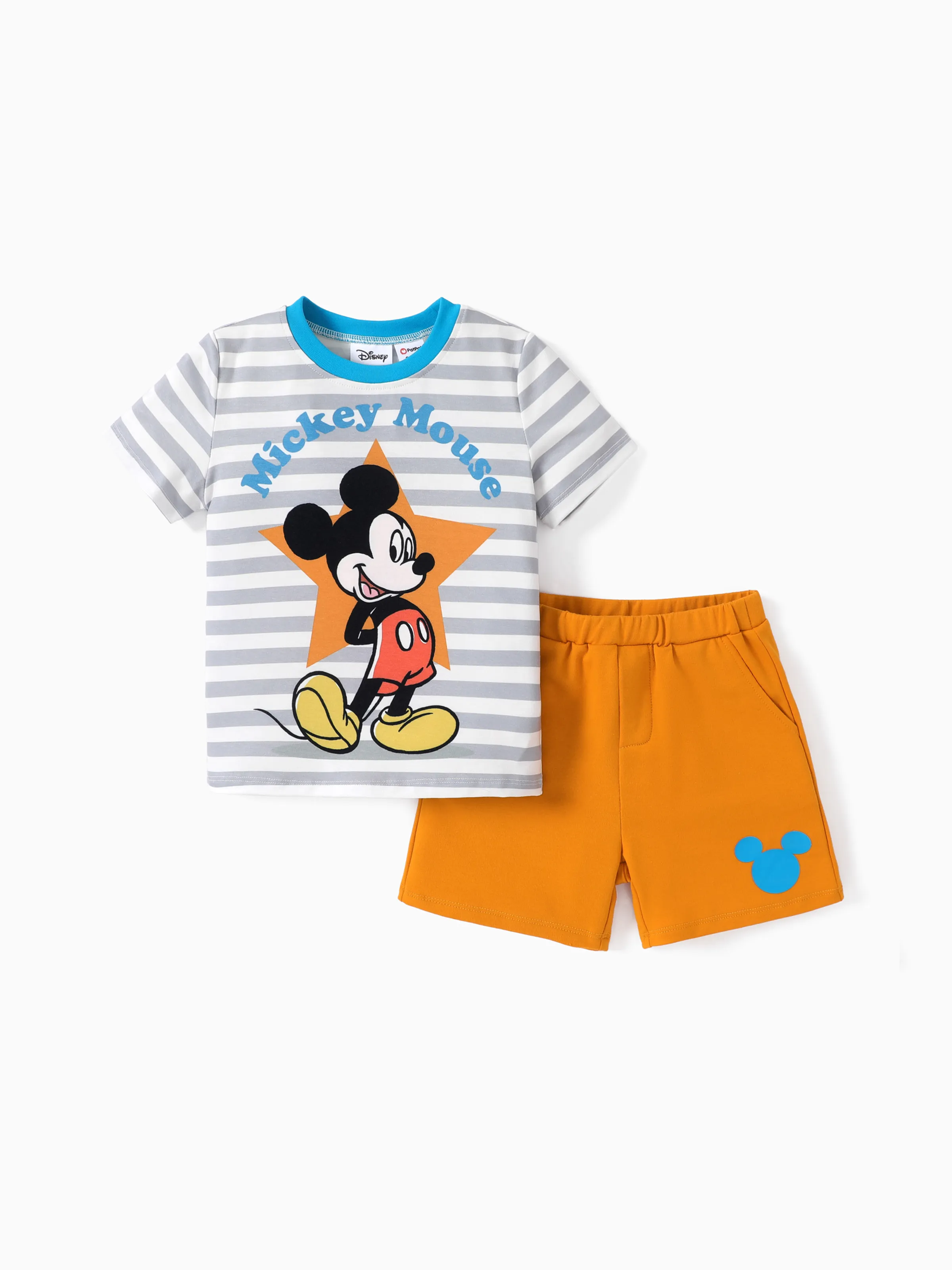 

Disney Mickey and Friends 2pcs Toddler Boy/Girl Naia™ Character All-over Stripped Print Tee and Shorts Set