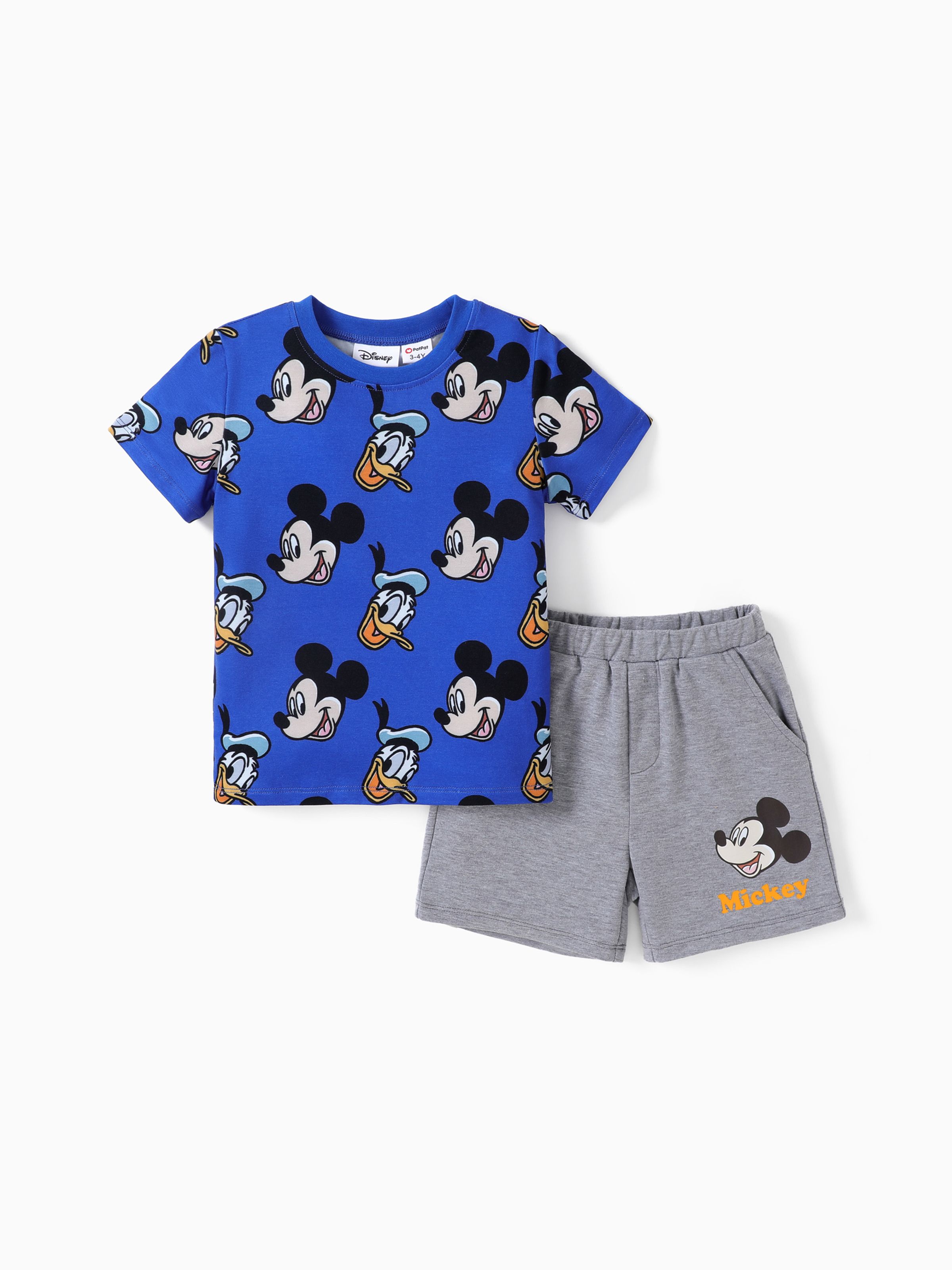 

Disney Mickey and Friends 2pcs Toddler Boy/Girl Naia™ Character All-over Stripped Print Tee and Shorts Set