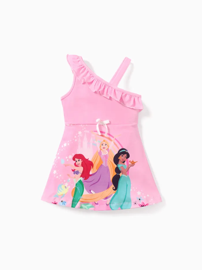 Vestido de cintura con volantes con tirantes sin hombros para niña de Disney Princess Toddler